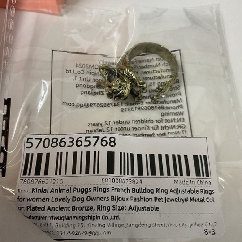 The Unbranded Brand NWT Adjustable Wrap French Bulldog Ring Pet Jewelry Size ONE SIZE - 2 Thumbnail