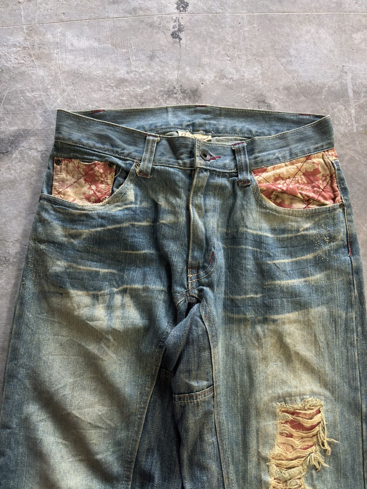 Hysteric Glamour × If Six Was Nine × Japanese Brand GUMU distressed japanese denim sakura sukajan sick mud wash Size US 31 - 2 Thumbnail