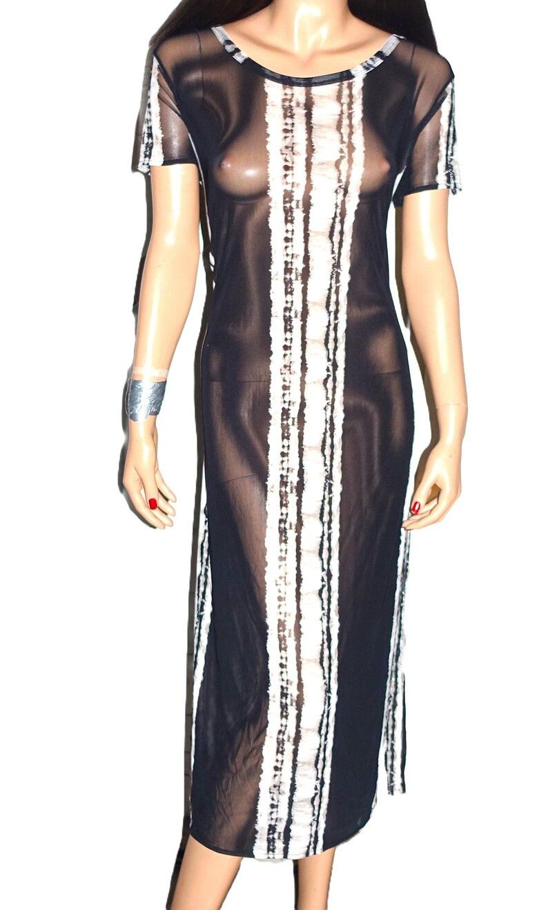 Other Cha Cha Vente Black Gray Sheer High Slit Dress S Size S / US 4 / IT 40 - 1 Thumbnail