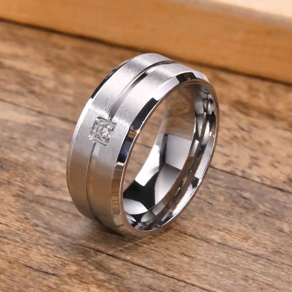 Other AAA CZ Stone Solitaire Grooved Line Ring Size ONE SIZE - 1 Thumbnail