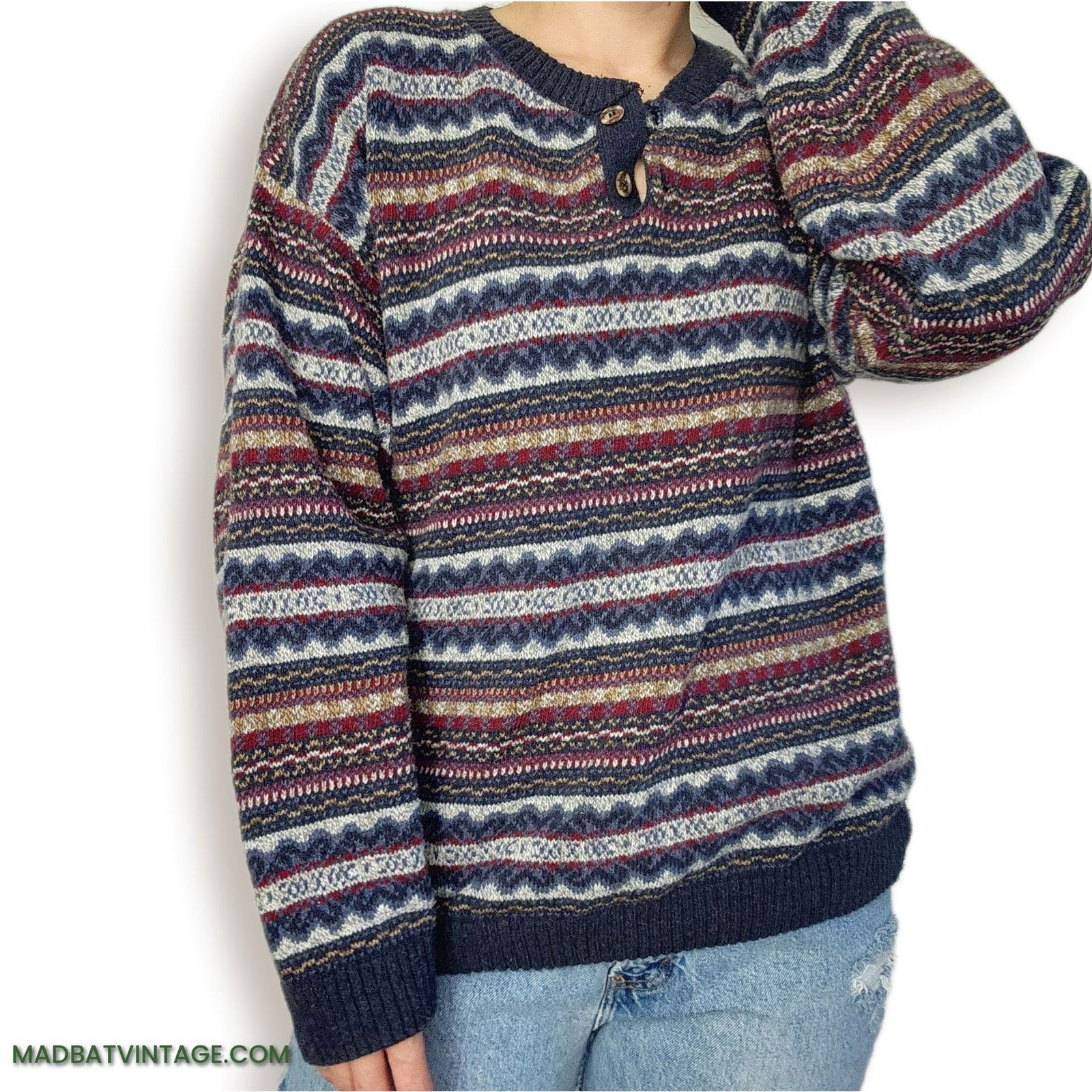 St. Johns Bay Vintage 90s Sweater Oversized St Johns Bay Fair Isle L Size L / US 10 / IT 46 - 1 Thumbnail
