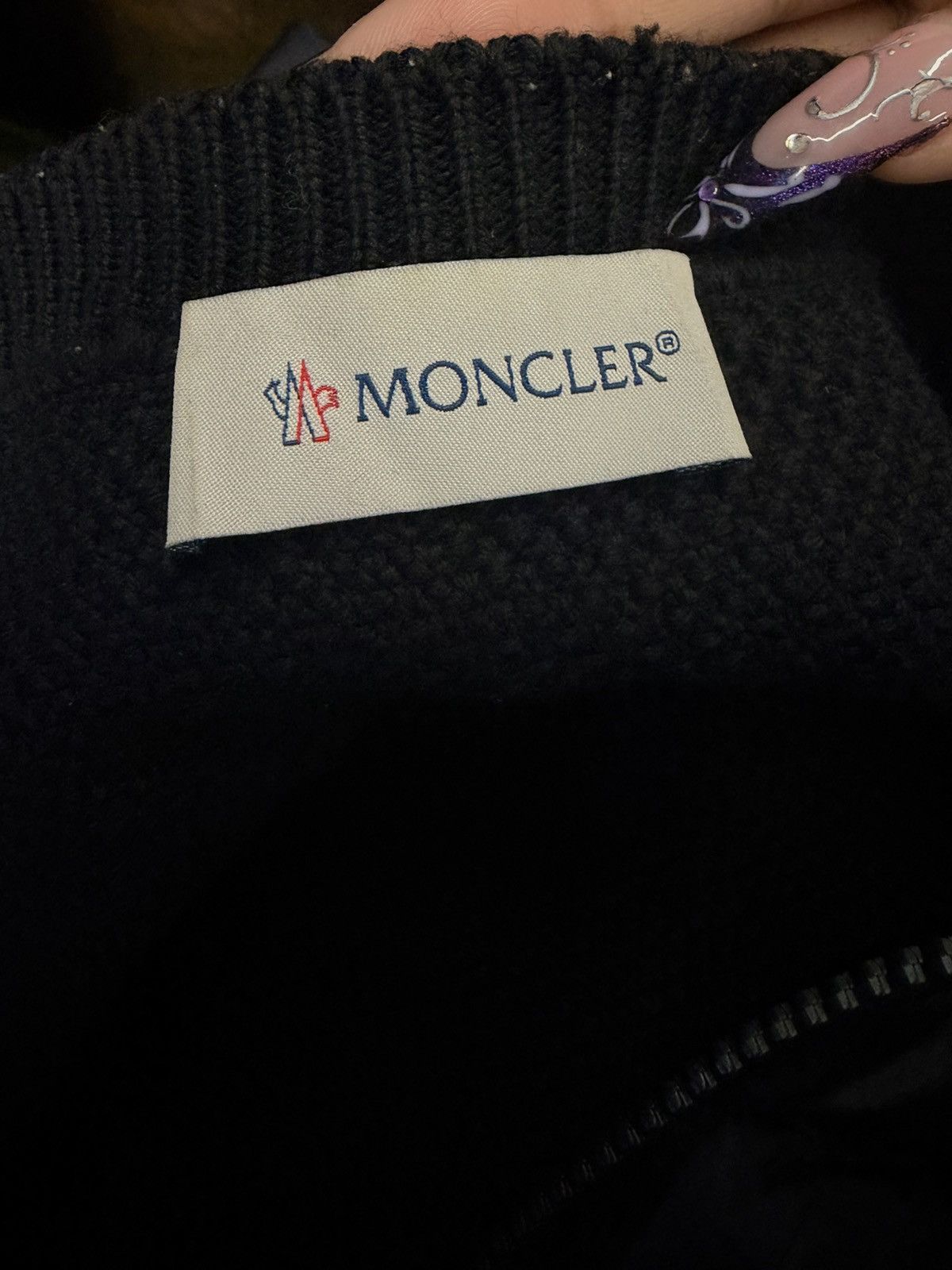 Moncler Moncler Black Knit Sweater with Logo Patch Size M / US 6-8 / IT 42-44 - 5 Thumbnail