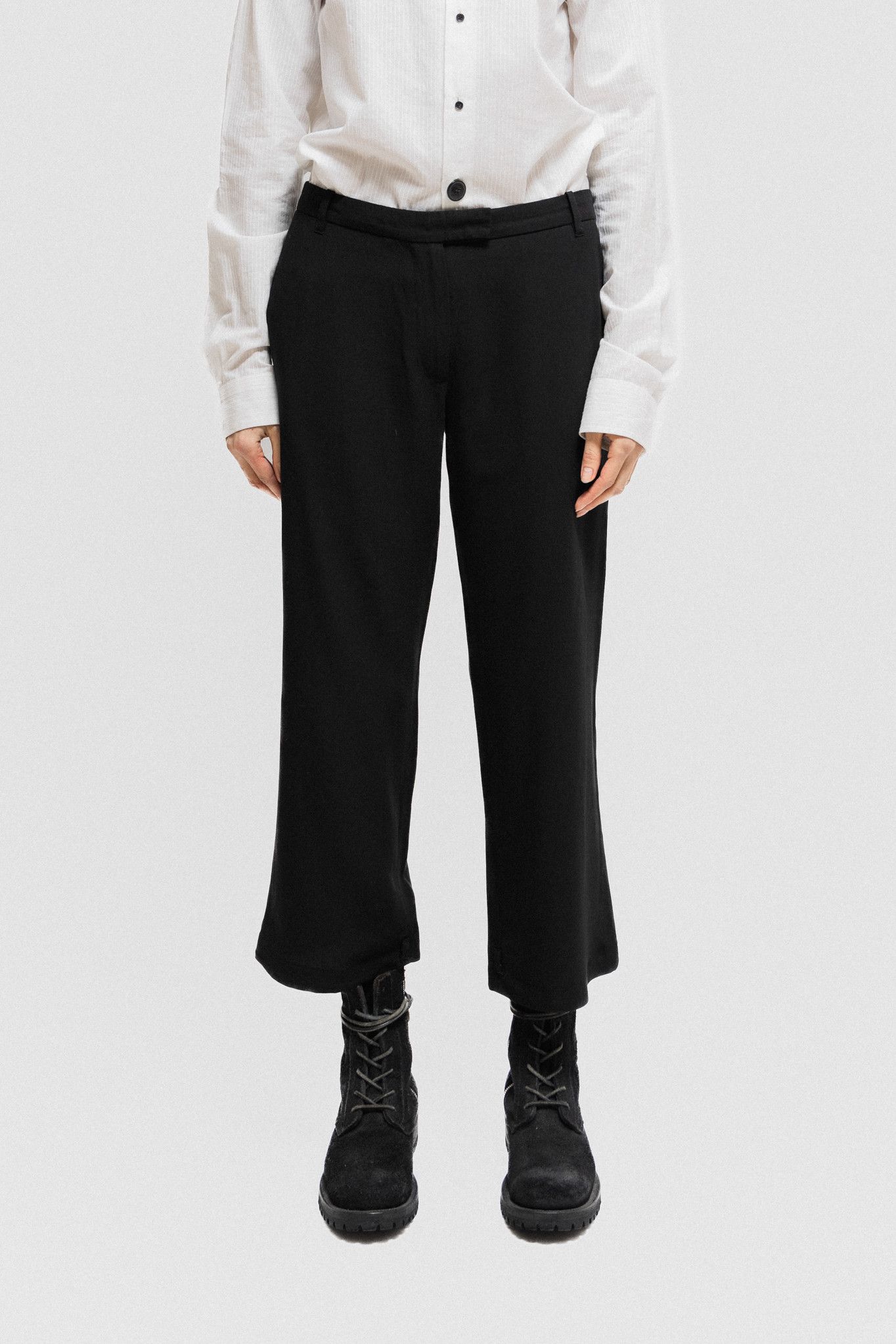 image of Ann Demeulemeester Lightweight Wide Wool Pants (Late 90's) in Black, Women's (Size 28)