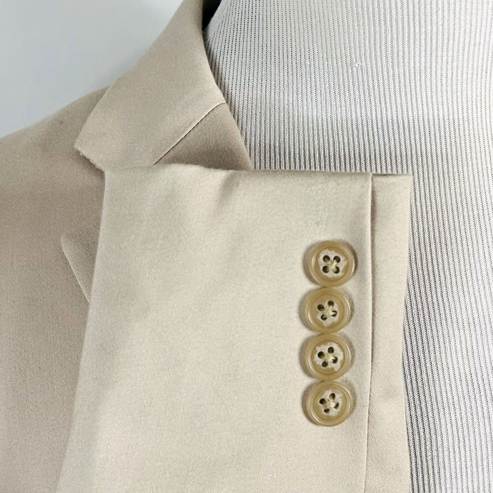 Joseph Abboud Joseph Abboud 44R Suit 38x28 Flat Front Beige Cotton Blend Two Button Summer Mens Suit Two-Piece Regular Fit Women? Size 44R - 5 Thumbnail