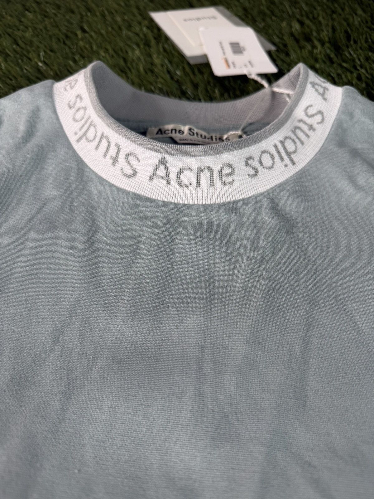 Acne Studios Acne Studios Logo Collar Knit Tee Icy Mint Large BNWT Size US L / EU 52-54 / 3 - 2 Thumbnail