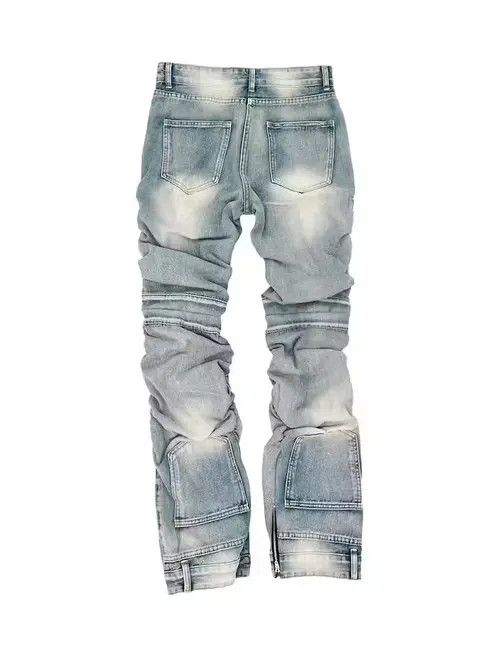 VIBE Vintage washed blue ripped pleated street hip hop jeans Size US 31 - 3 Thumbnail