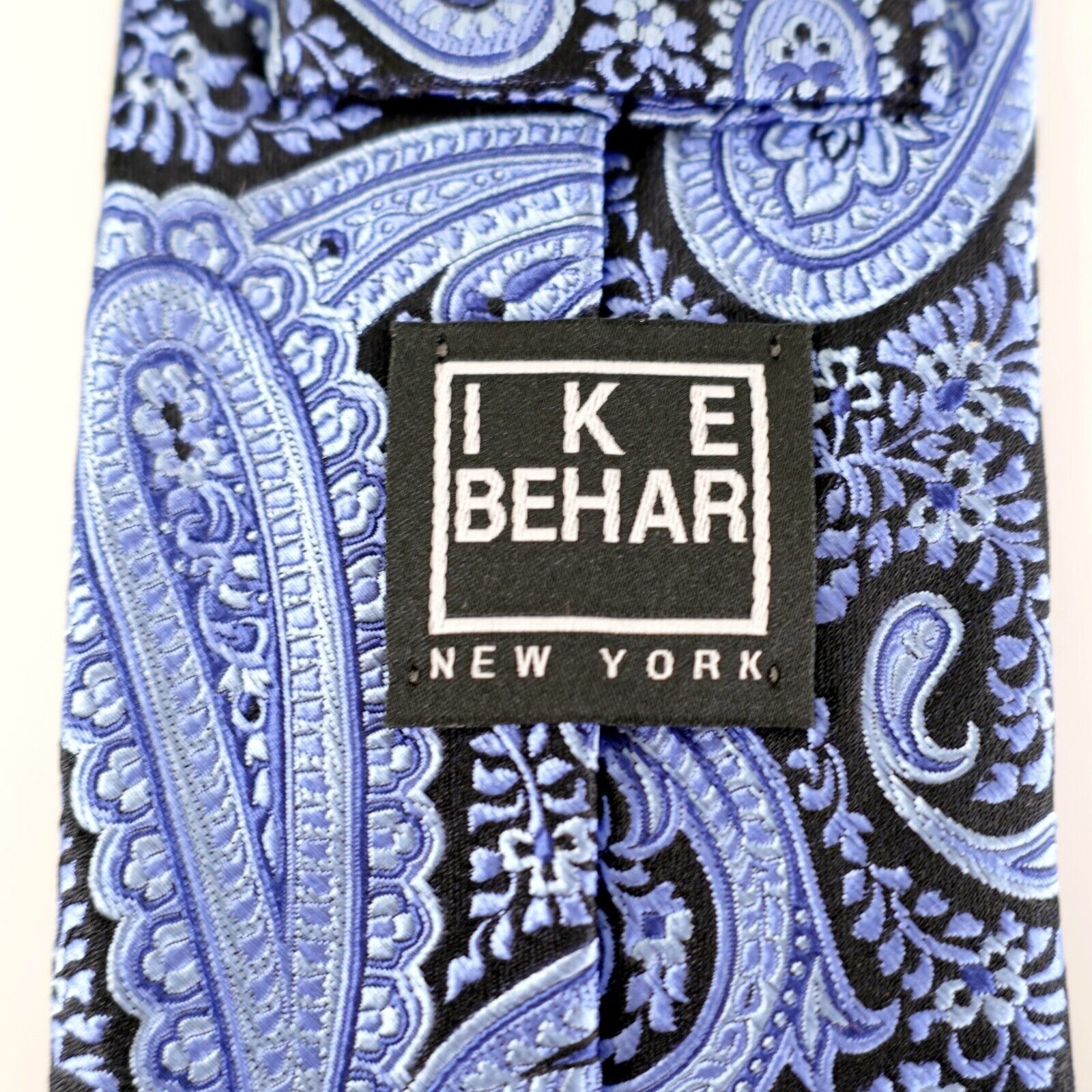 Ike Behar Ike Behar New York Blue Black Paisley Woven Silk Tie Size ONE SIZE - 3 Thumbnail