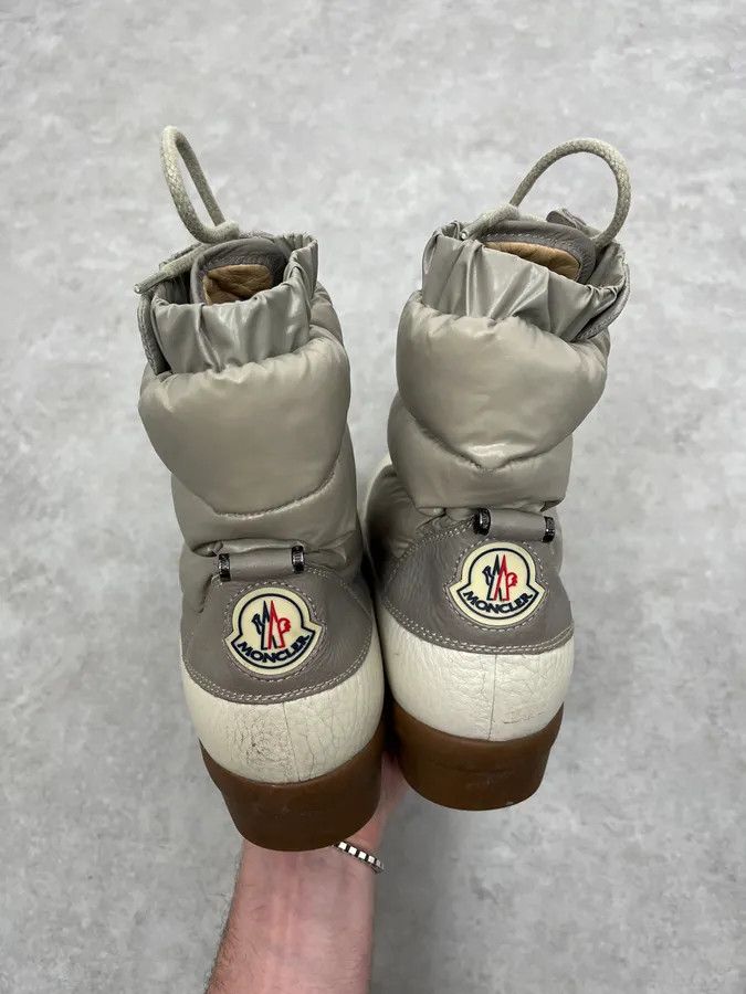 Moncler Moncler White & Grey Leather Puffer Boots Size US 9 / EU 42 - 5 Thumbnail