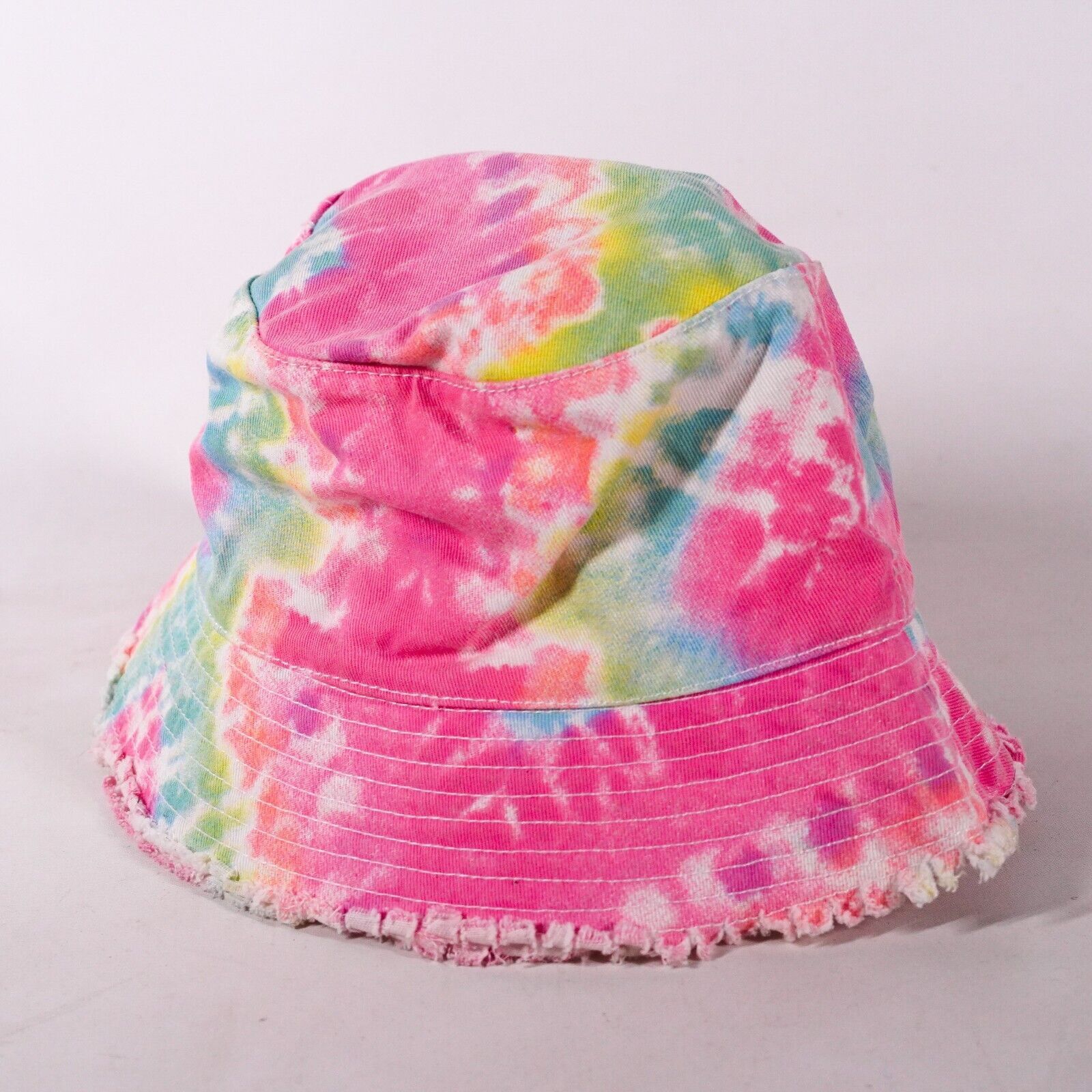 Pink Rainbow Swirl Colorful Tie Dye Bucket Hat Hippy Hippie Cap Size ONE SIZE - 3 Thumbnail