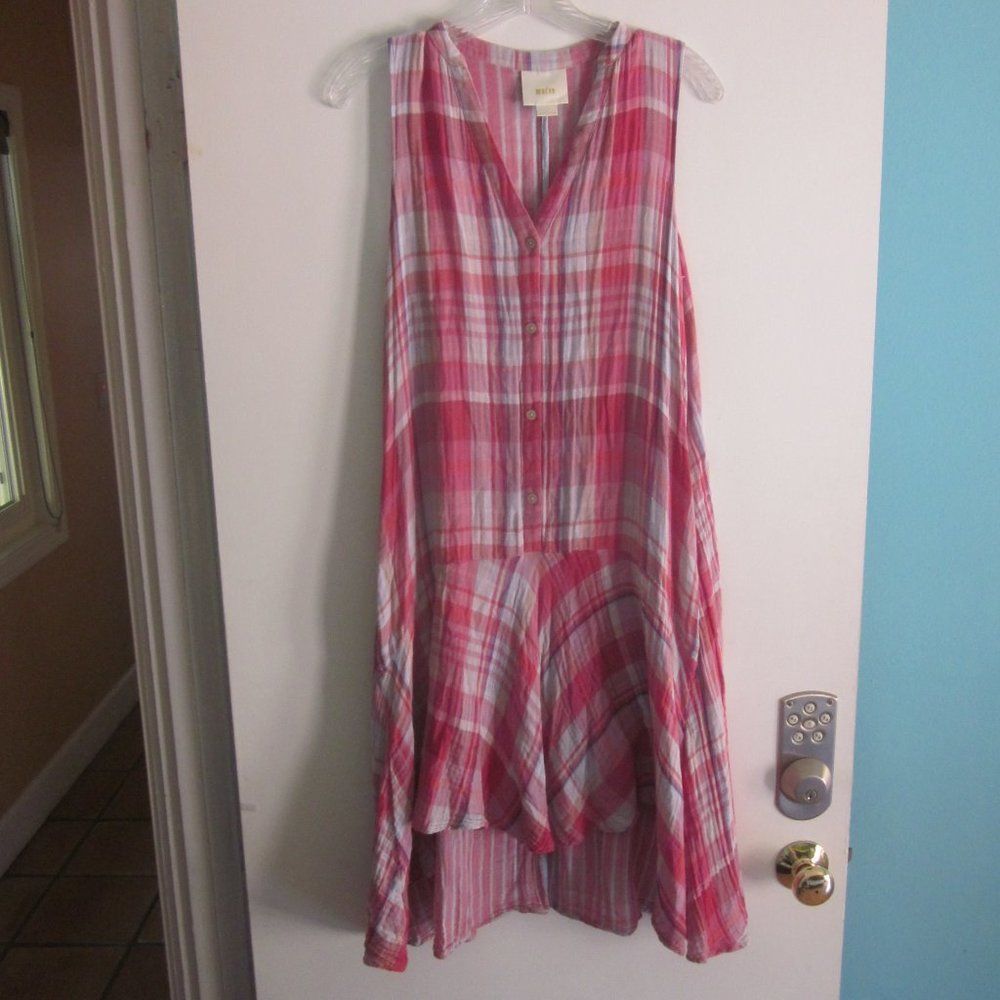 Anthropologie Anthropologie Maeve Summer Gauzy Cotton Pink Plaid Dress Siz Size S / US 4 / IT 40 - 2 Thumbnail