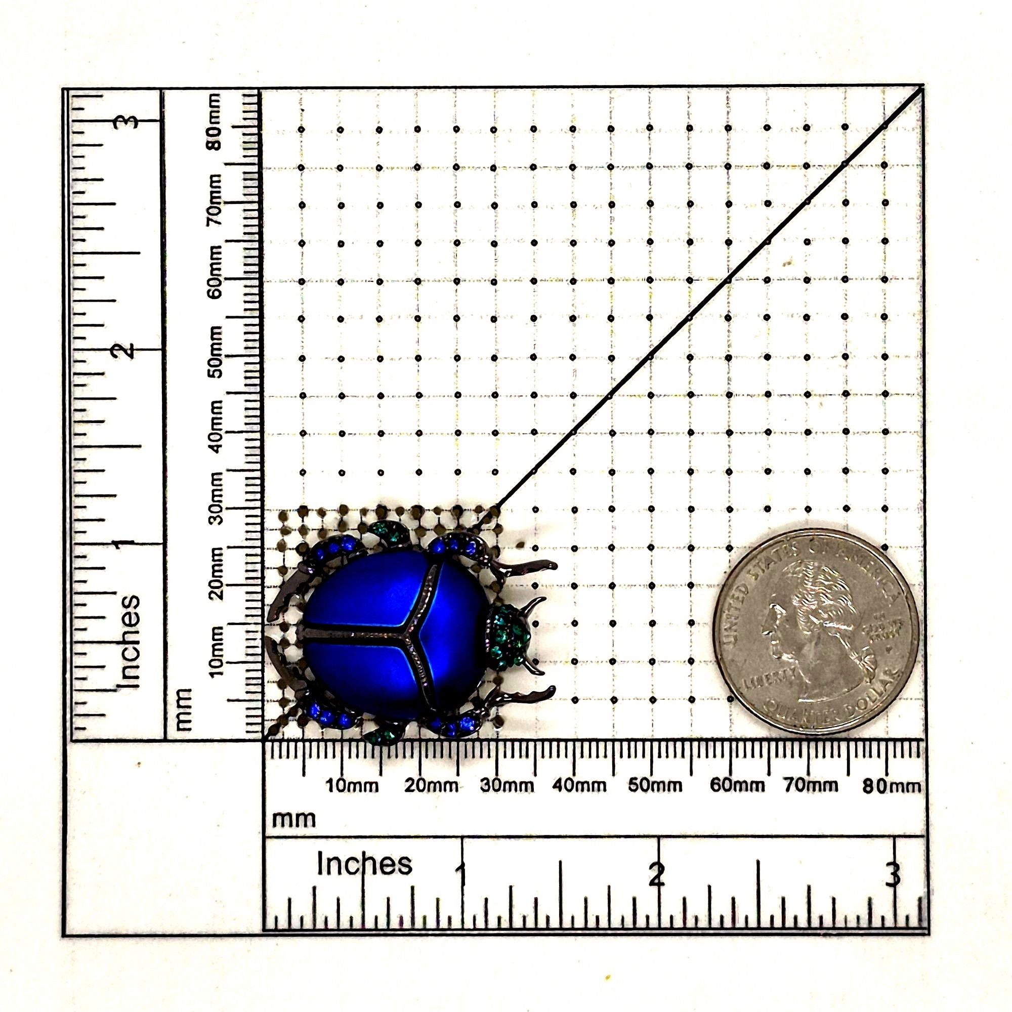 Other Scarab Beetle Animal Brooch Refined Pin Blue Rhinestones Ins Size ONE SIZE - 5 Thumbnail