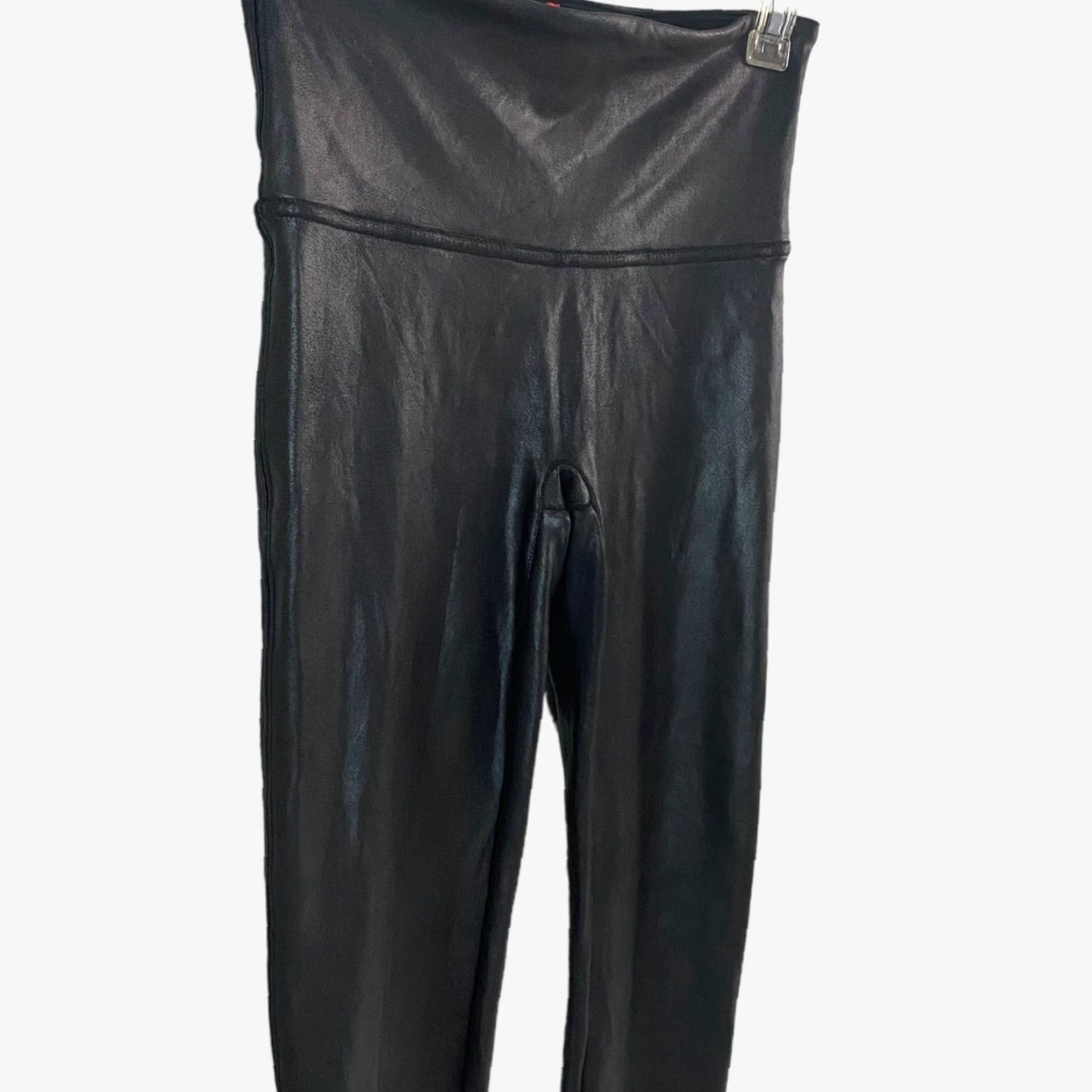 Spanx Spanx Leggings Womens Medium Textured Faux Leather Shiny Black 80% Polyester 20% Elastane/Spandex Size 32" / US 10 / IT 46 - 4 Thumbnail