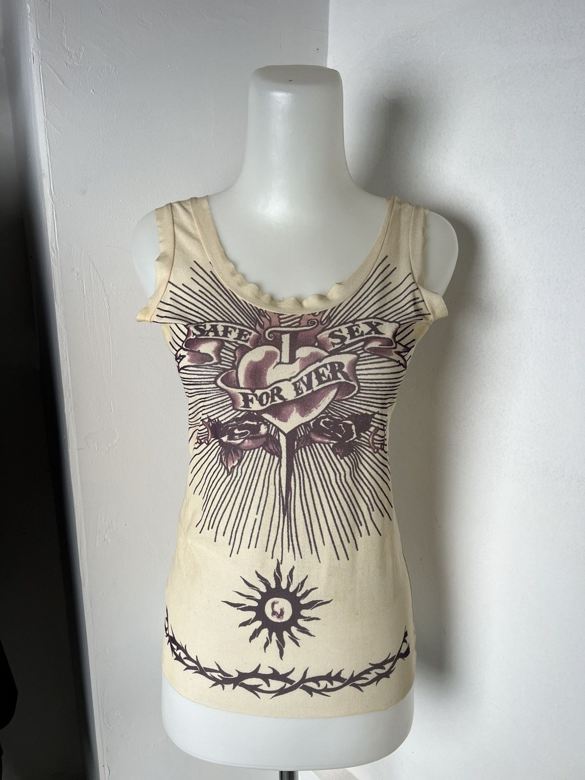 Jean Paul Gaultier SS96 Jean Paul Gaultier Safe Sex Forever Mesh Tattoo Tanktop Size US S / EU 44-46 / 1 - 2 Thumbnail