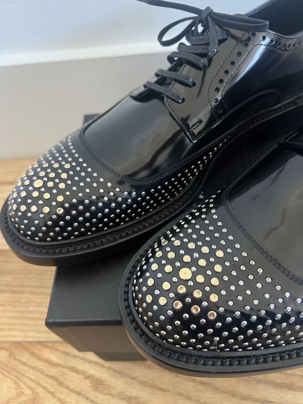 Saint Laurent Paris Men’s black studded dress shoes Size US 7.5 / EU 40-41 - 3 Thumbnail