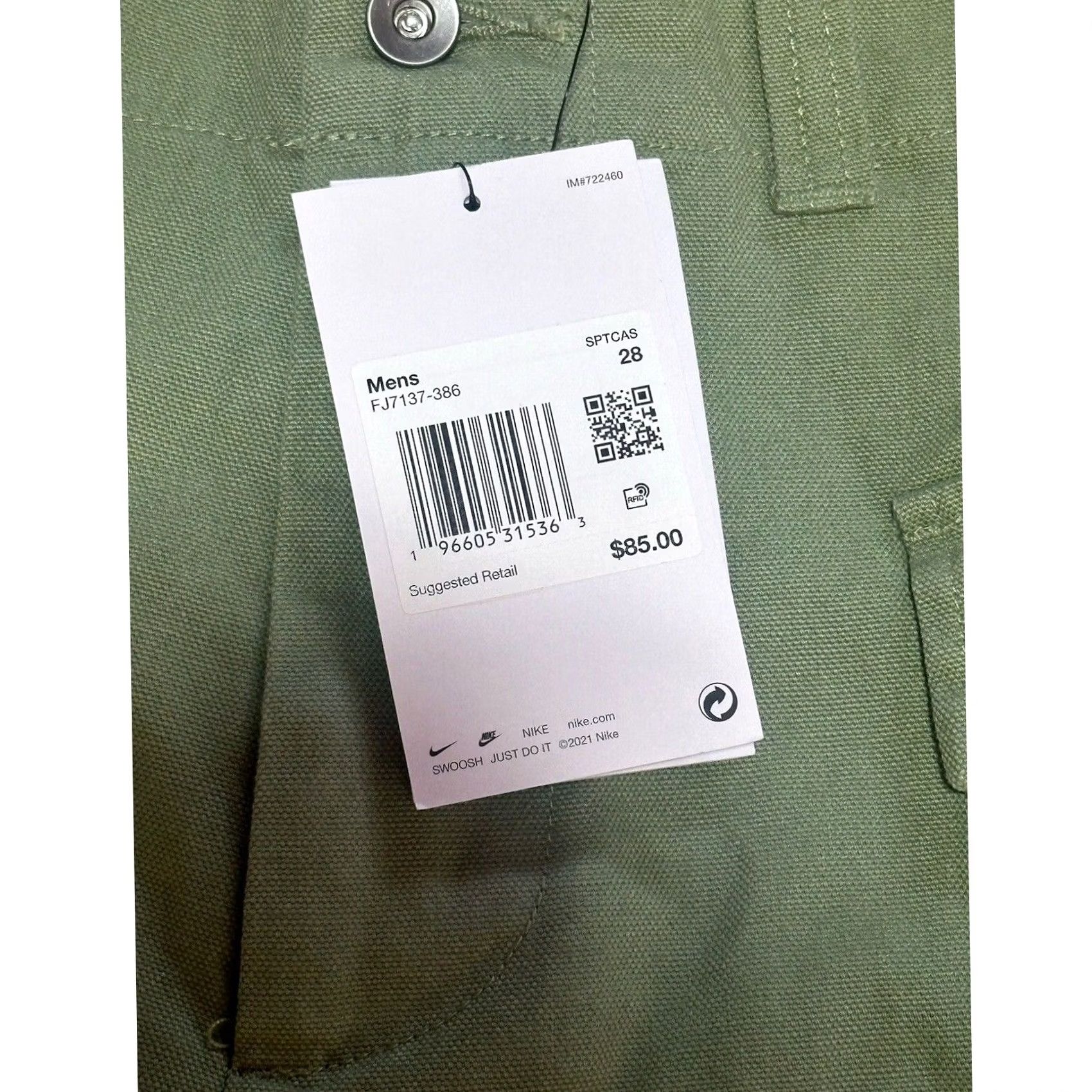 Nike Nike Life Men's Green Cargo Shorts 5" Inseam Size 28 Casual Sportswear FJ7137-386 Size US 28 / EU 44 - 4 Thumbnail