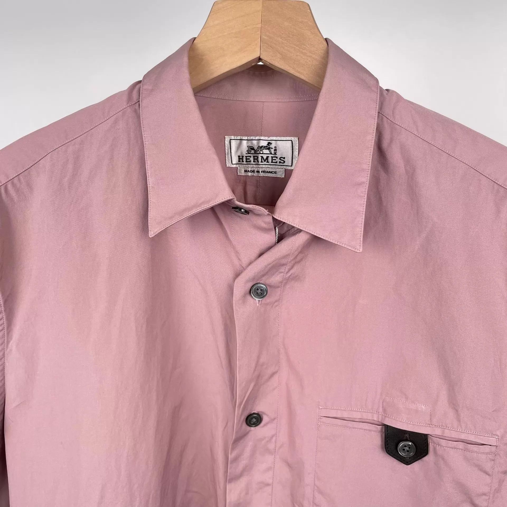 Hermes Hermès Short-Sleeve Shirt Cinnamon Pink 39 Size US M / EU 48-50 / 2 - 9 Thumbnail