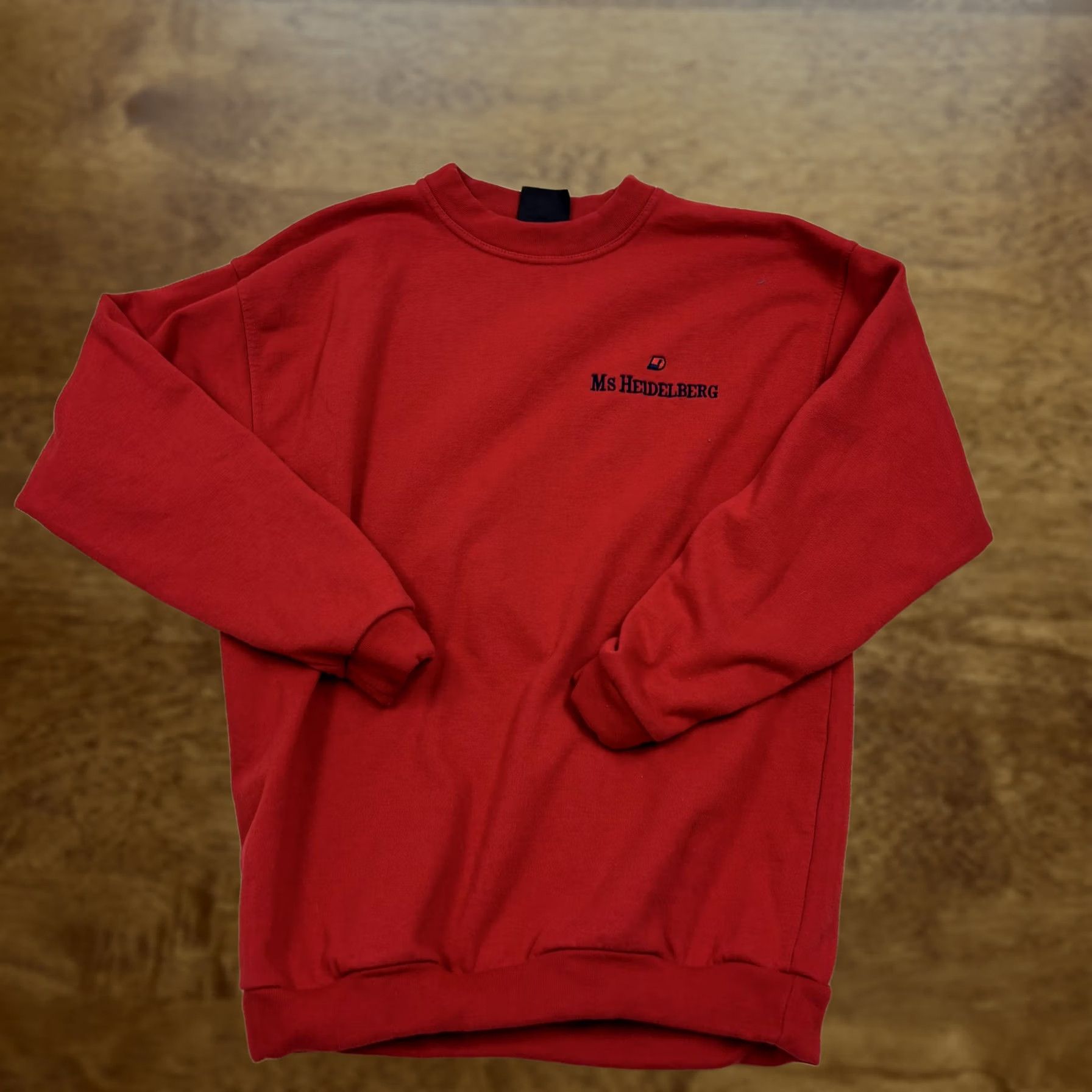 Vintage Basic Wear Sweatshirt Women's L Red Fleece Crewneck Pullover Embroidered Logo MS Heidelberg Vintage? Size L / US 10 / IT 46 - 1 Thumbnail