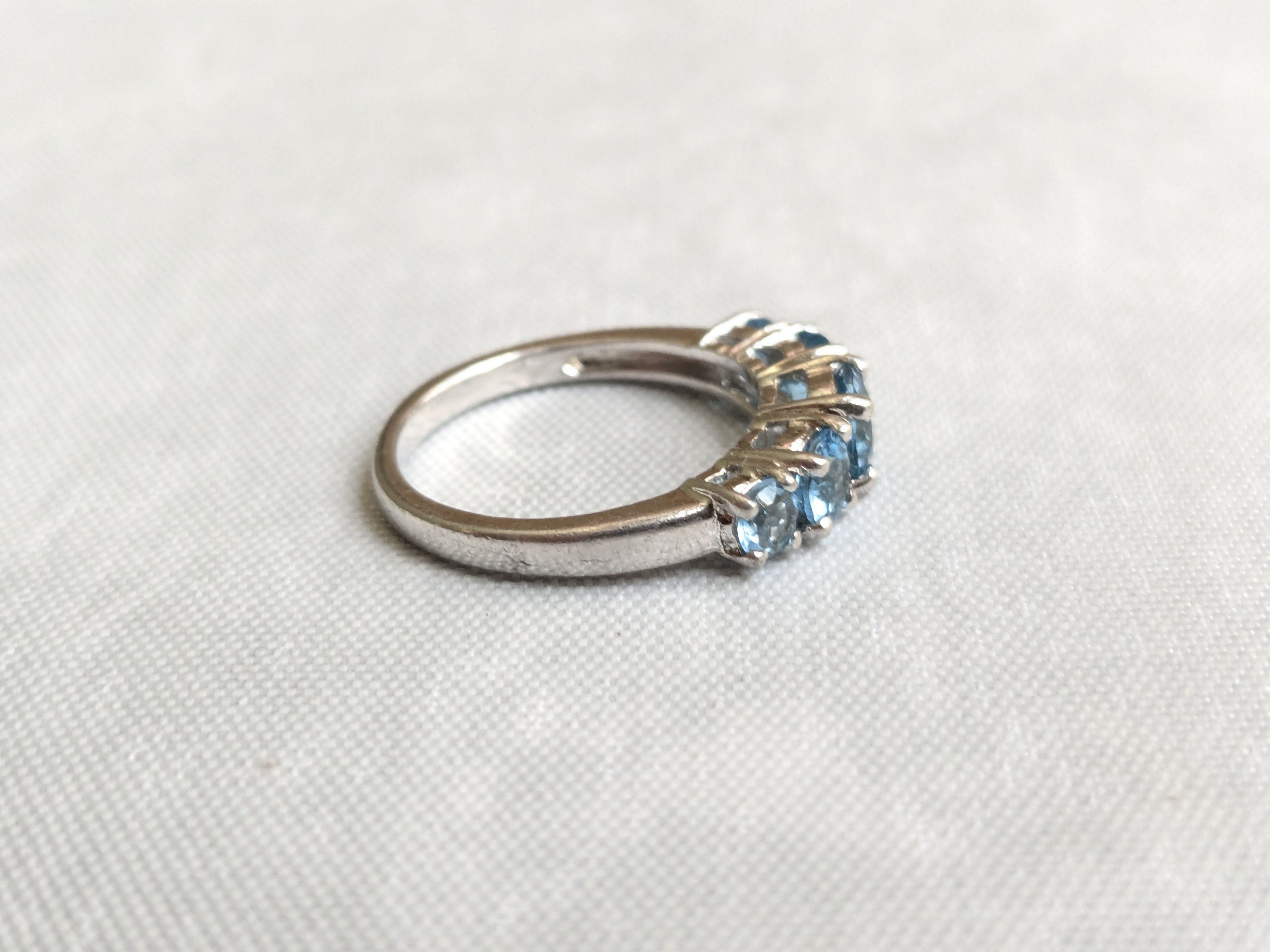 Jewelry Vintage Sterling Silver Ring Blue Topaz 6.75 Size ONE SIZE - 7 Thumbnail