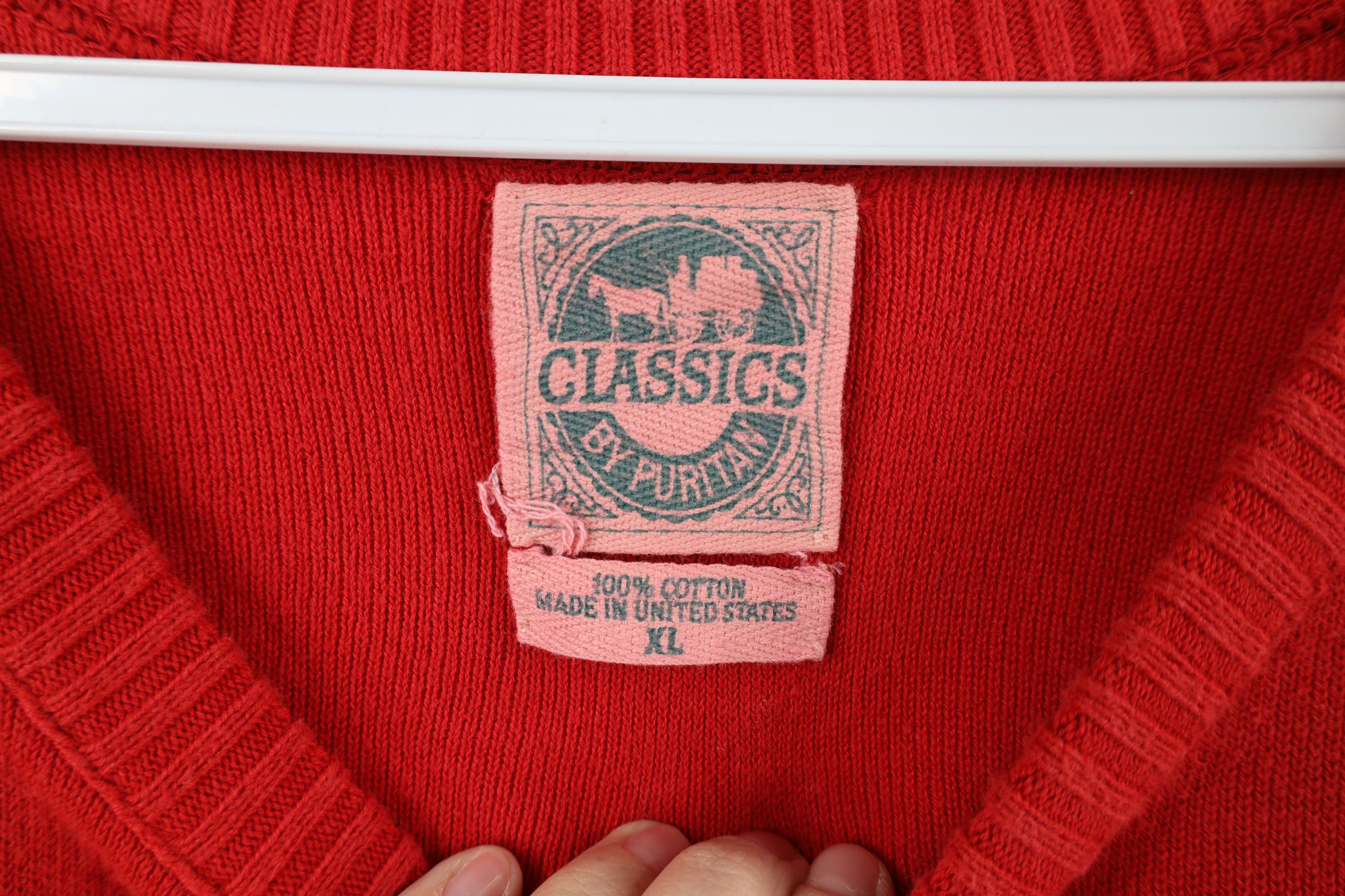 Vintage Vintage 90s Streetwear Cotton Knit Crewneck Sweater Red USA Size US XL / EU 56 / 4 - 4 Thumbnail