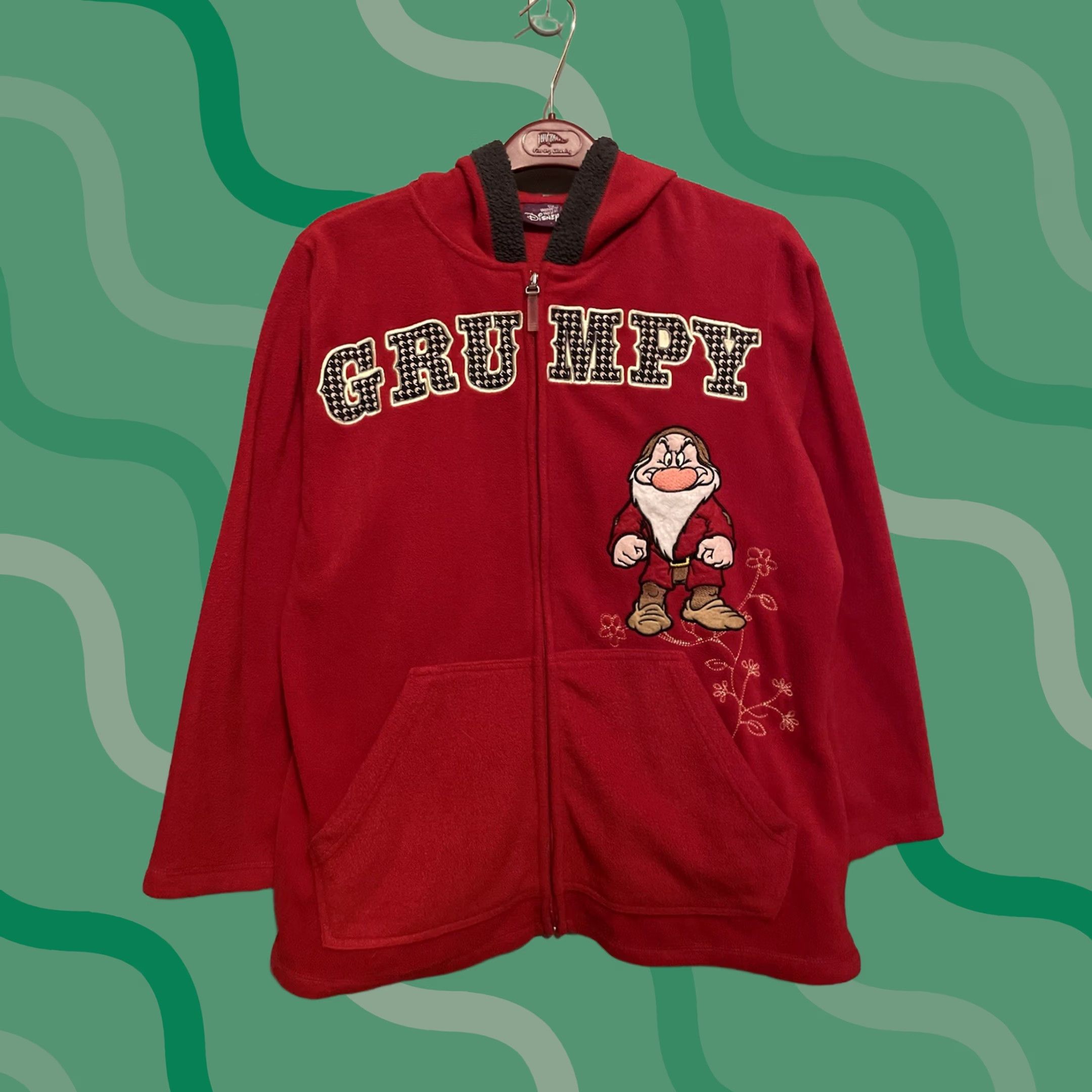 Disney VINTAGE Disney Grumpy Hoodie Zip Up Red White Fleece Women XL Hooded 90s Cartoon B269 Size XL / US 12-14 / IT 48-50 - 1 Thumbnail