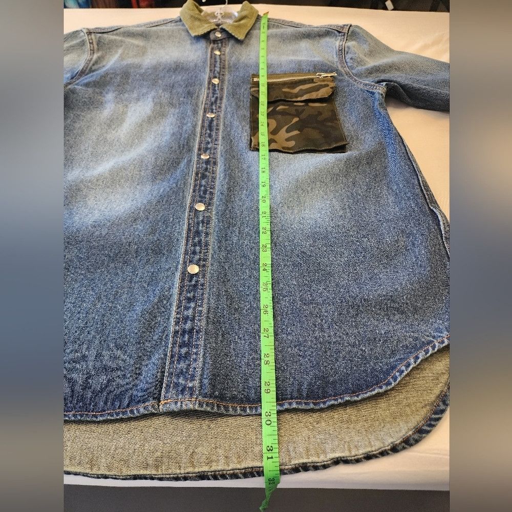 Other Five CM Blue Denim Jean Button Front Shacket Camo Shirt Size US S / EU 44-46 / 1 - 7 Thumbnail