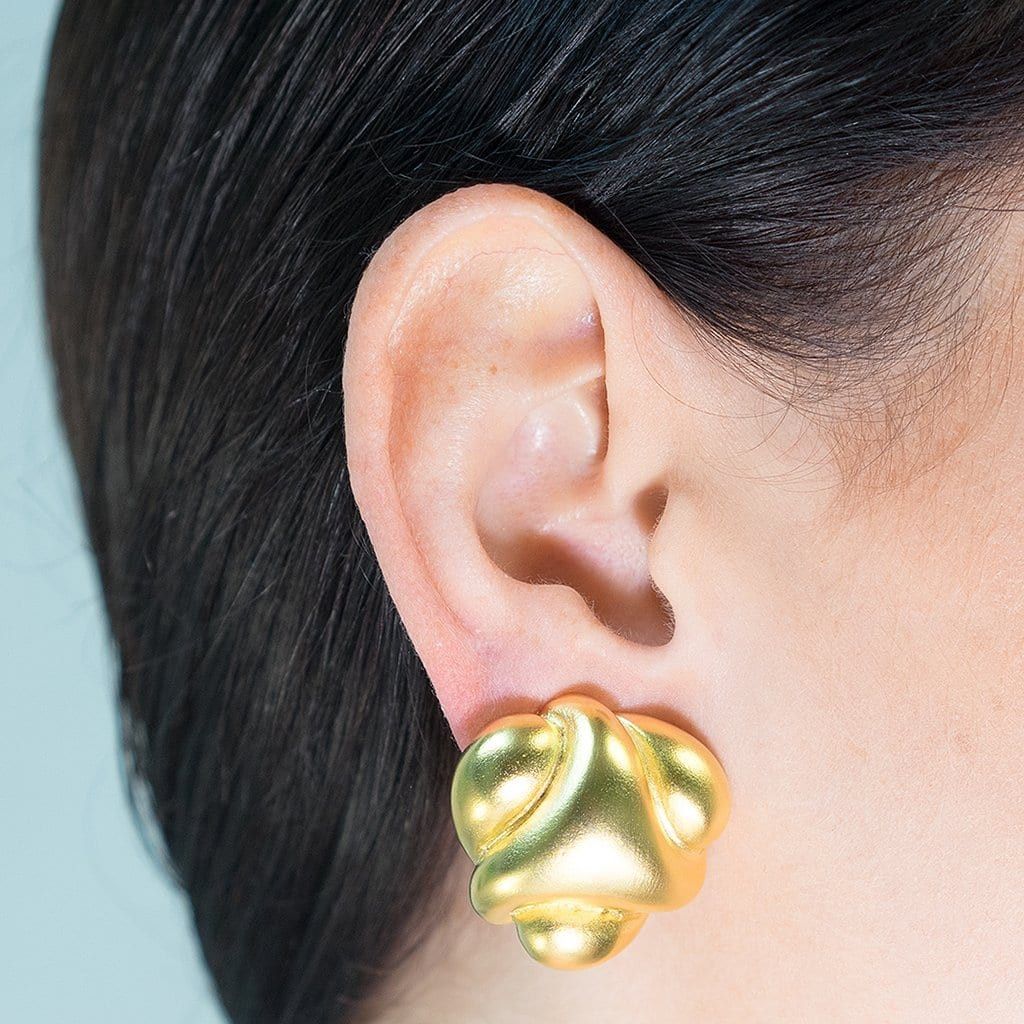 Kenneth Jay Lane Kenneth Jay Lane Vintage Satin Gold Modernist Earrings Size ONE SIZE - 5 Thumbnail