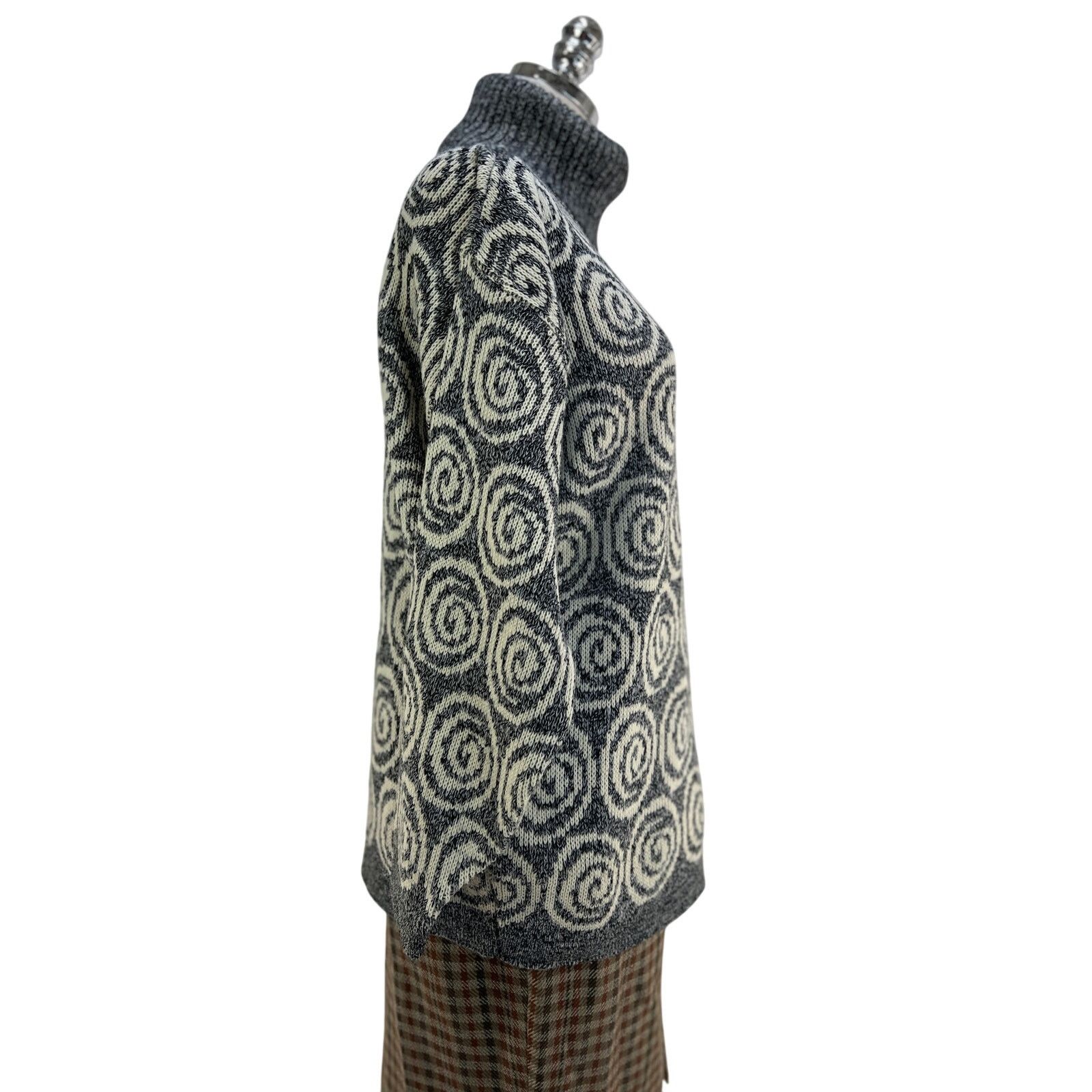 Vintage Spiral Acrylic Knit Turtleneck Sweater Pullover Gray Jumper Size L / US 10 / IT 46 - 5 Thumbnail