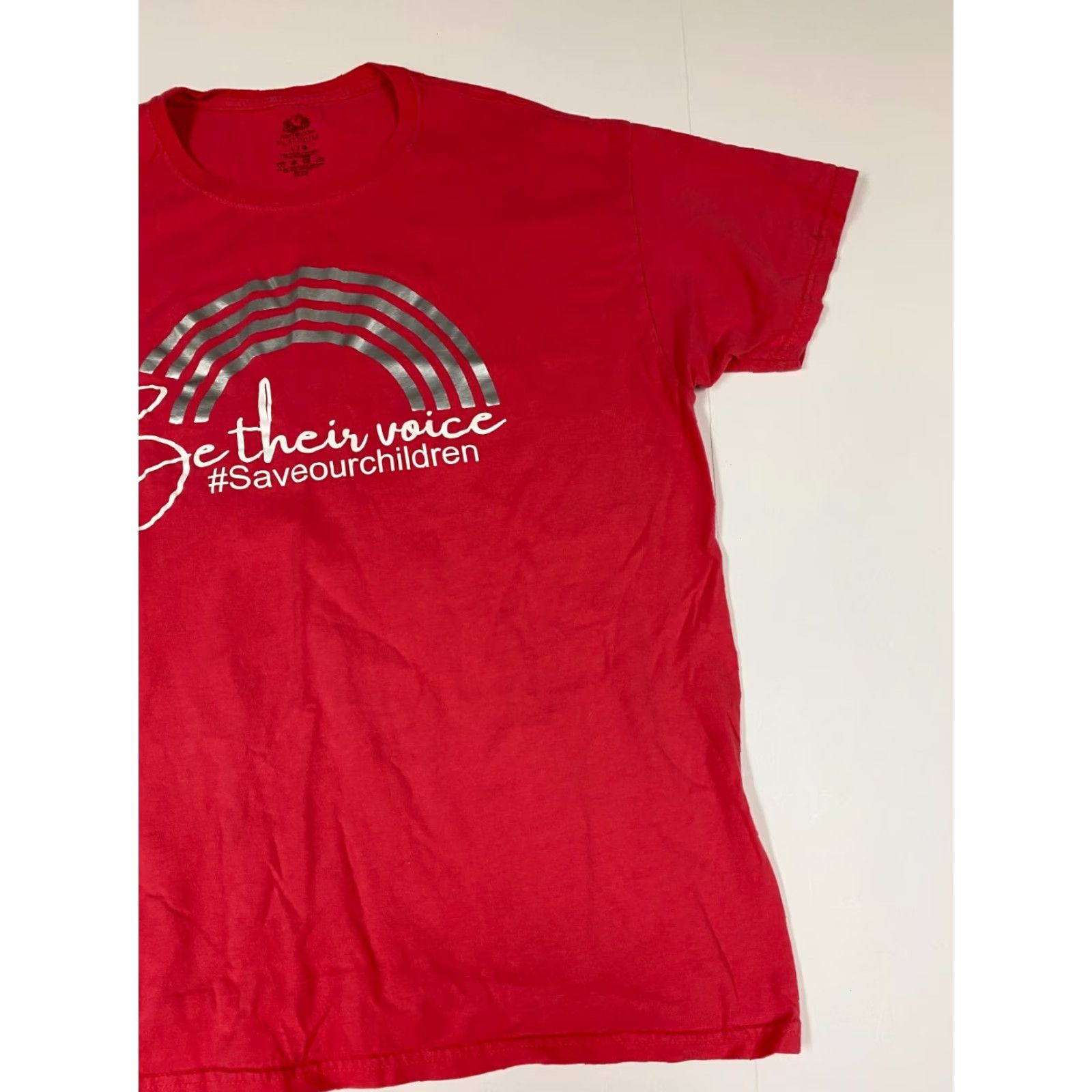 Fruit Of The Loom Save Children Mens T-Shirt L Red Cotton Logo Crew Neck Short Sleeve Vintage: No Size US L / EU 52-54 / 3 - 2 Thumbnail