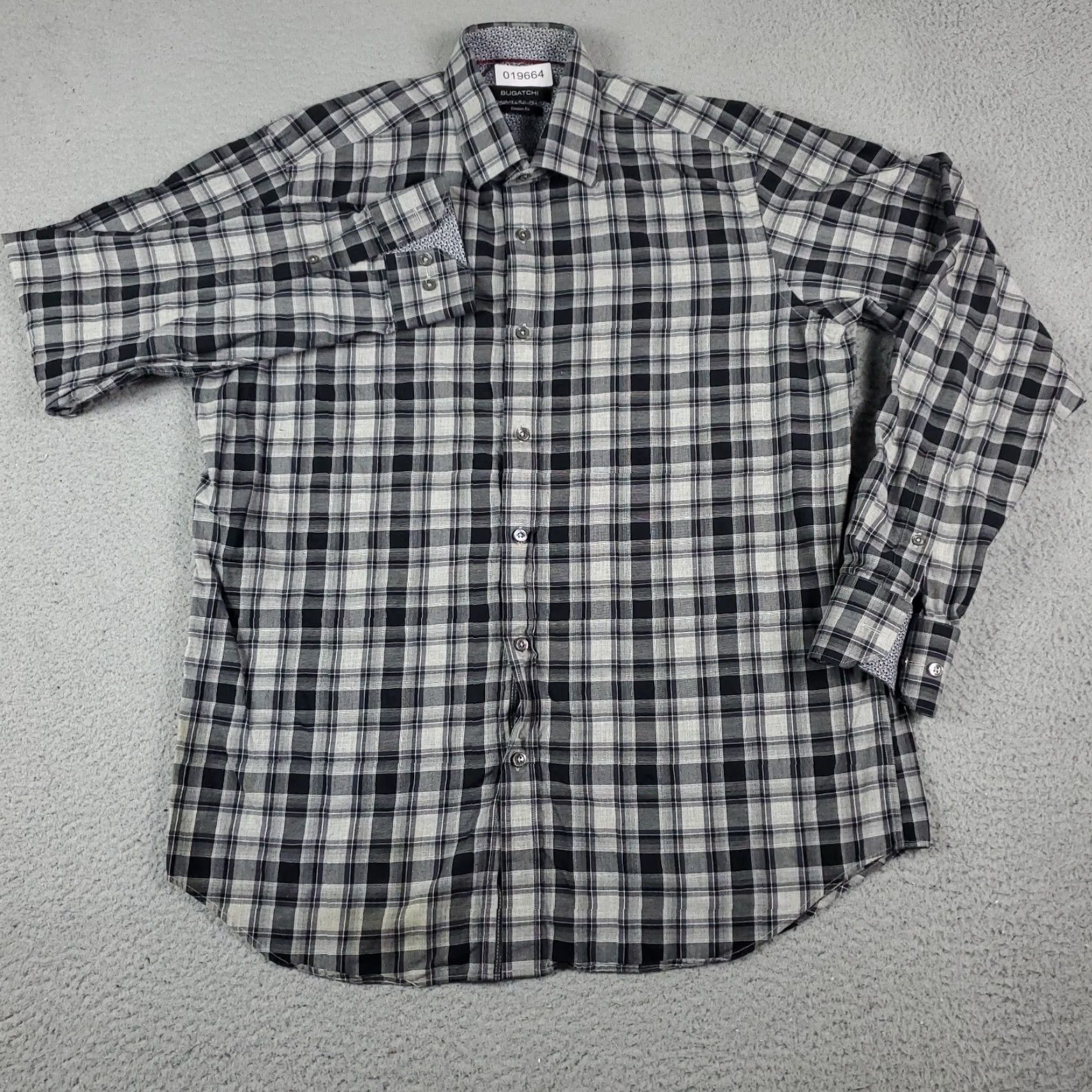BUGATCHI Bugatchi Uomo Button-Up Shirt Mens Medium Gray Plaid Long Sleeve Classic Fit Casual Modern Size US M / EU 48-50 / 2 - 2 Thumbnail