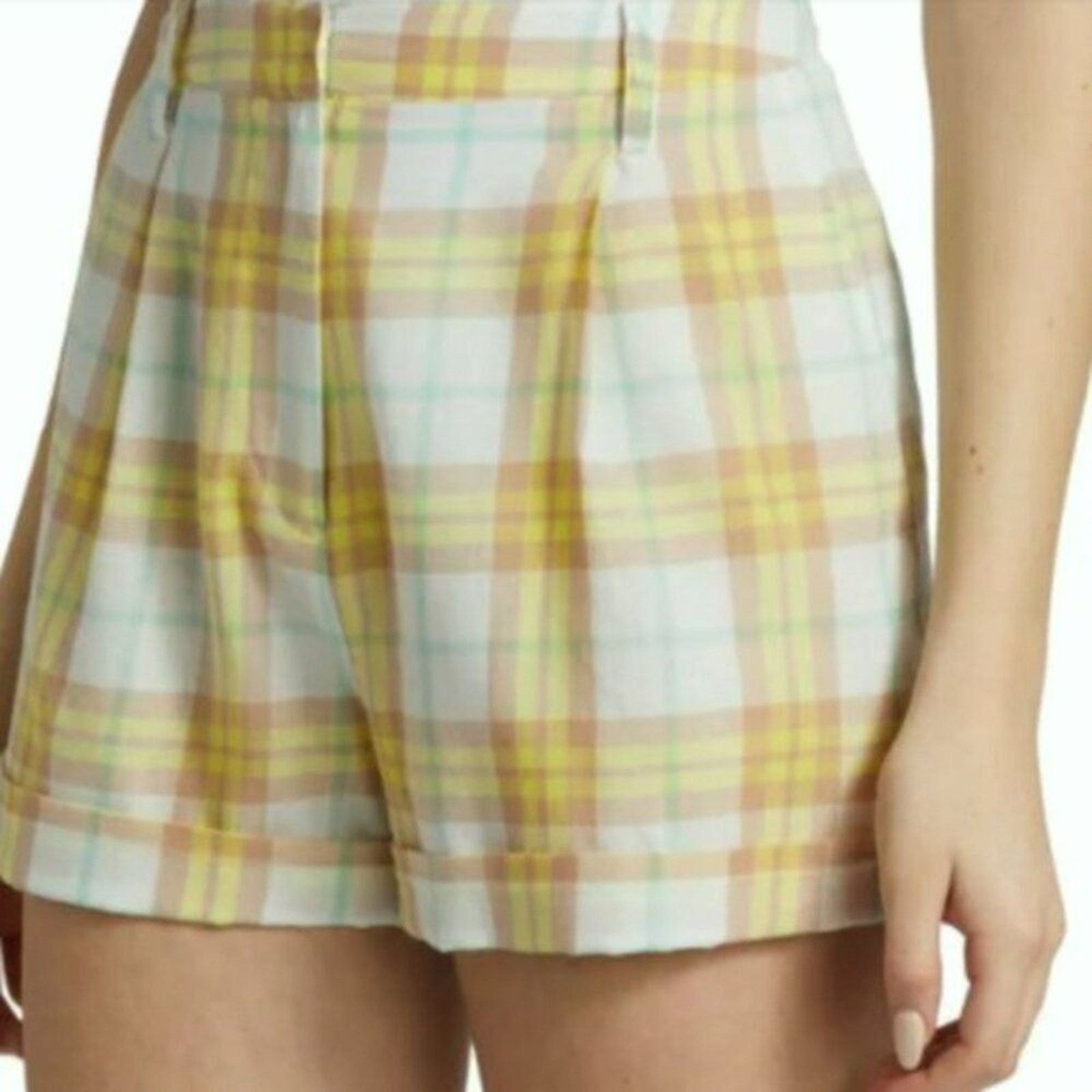 Rag & Bone Rag & Bone Ivy Pleated Plaid Shorts Yellow size 8 Size 29" - 5 Thumbnail