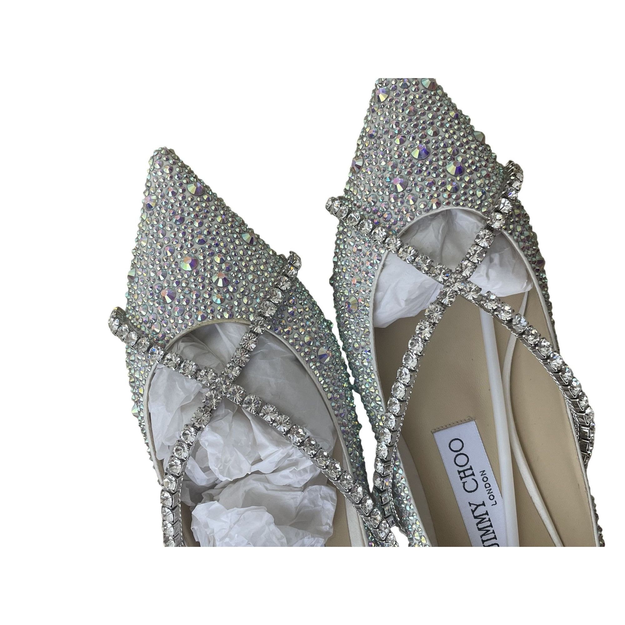 Jimmy Choo Jimmy Choo Womens Crystal-Embellished Pointed Toe Flats 37.5 Size US 7.5 / IT 37.5 - 4 Thumbnail