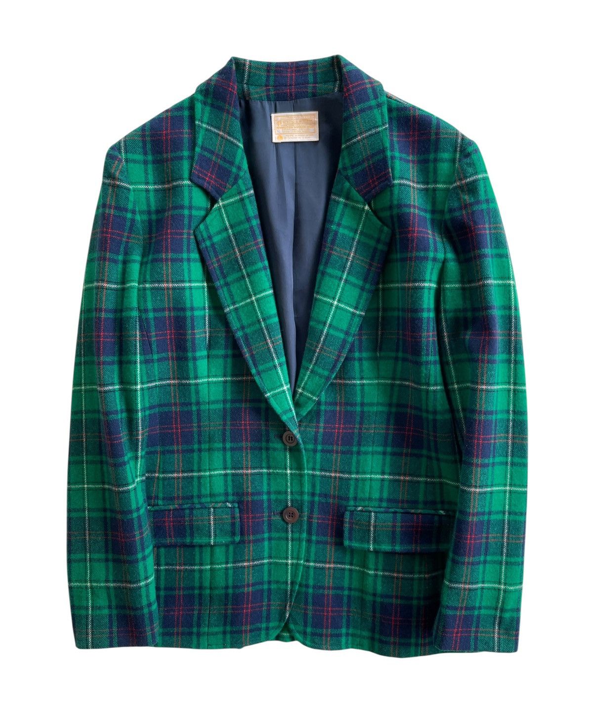 Pendleton Wool Blend Tartan Blazer Coat Green