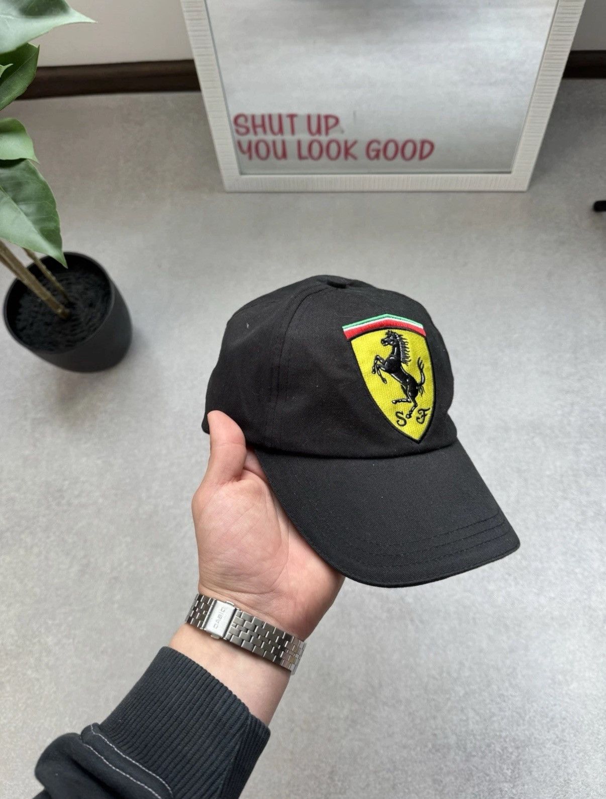 Ferrari Vintage Ferrari Big Logo Racing Black Cap Men One Size Size ONE SIZE - 2 Thumbnail