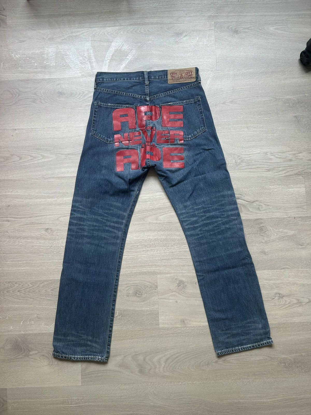 Bape Bape Denim ‘Ape Shall Never Kill Ape ‘ Spell Out [Size S] Size US 32 / EU 48 - 1 Thumbnail