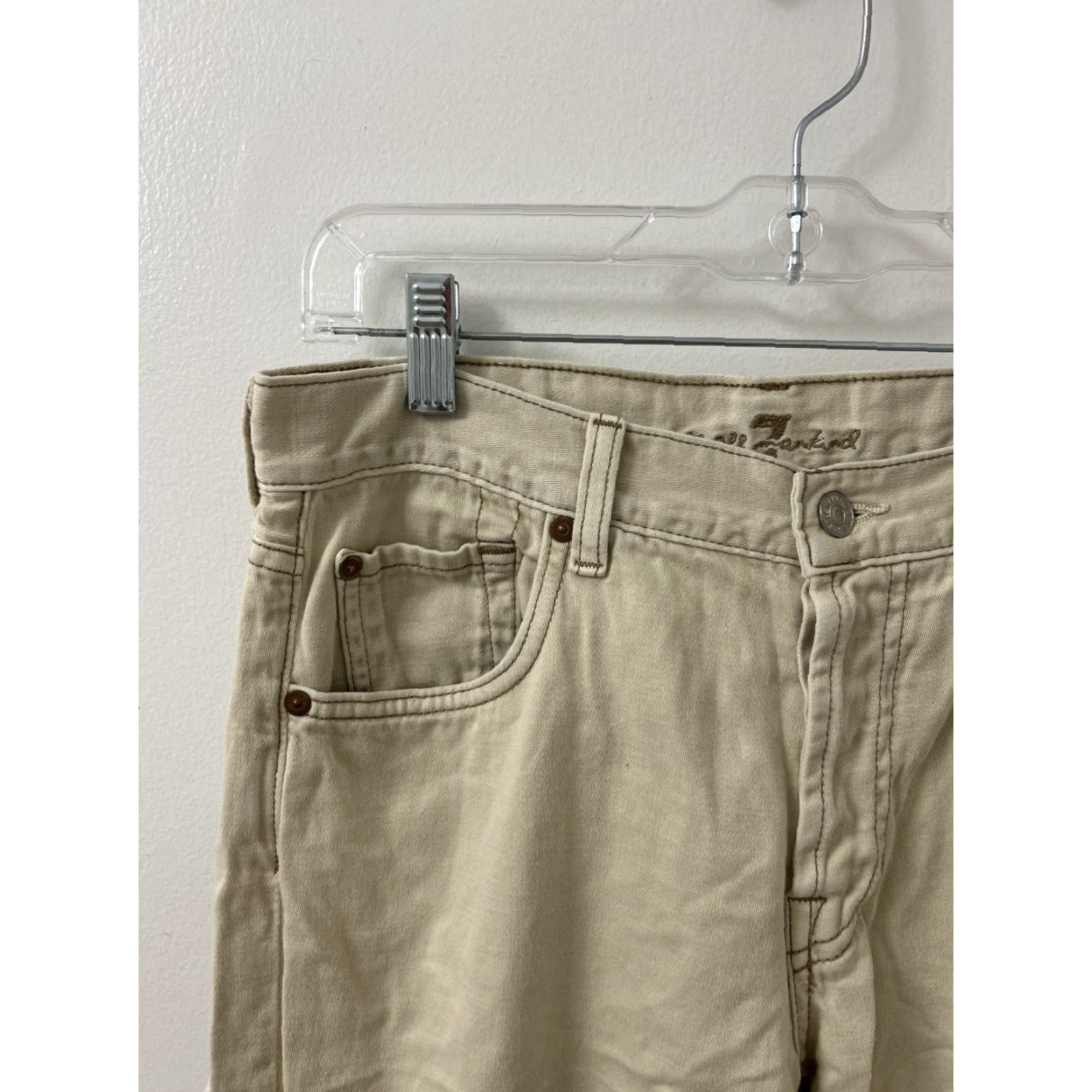 7 For All Mankind VINTAGE 7 For All Mankind Jeans Mens 30x27 Beige MADE IN USA Relaxed/Straight Fit 5-Pocket Denim Pants USA Mens Size US 30 / EU 46 - 4 Thumbnail
