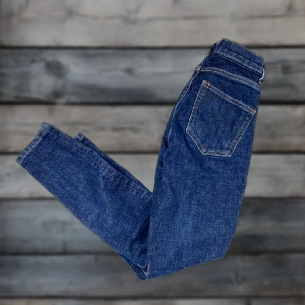 Everlane Everlane Jeans Denim High Rise Dark Blue Slim 24 Womens 5-Pocket Stretch Cotton Blend Tapered Ankle Skinny Size 42" / US 20 - 1 Thumbnail