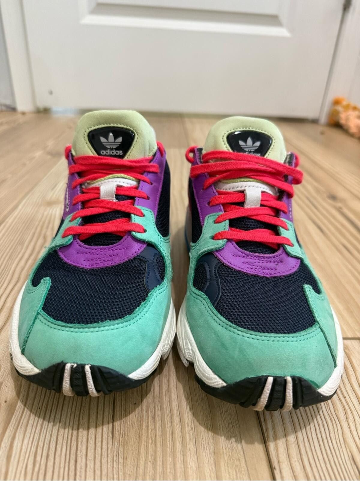 Adidas adidas Green, Purple & Pink Falcon Sneakers with Red Laces Size US 7 / IT 37 - 4 Thumbnail