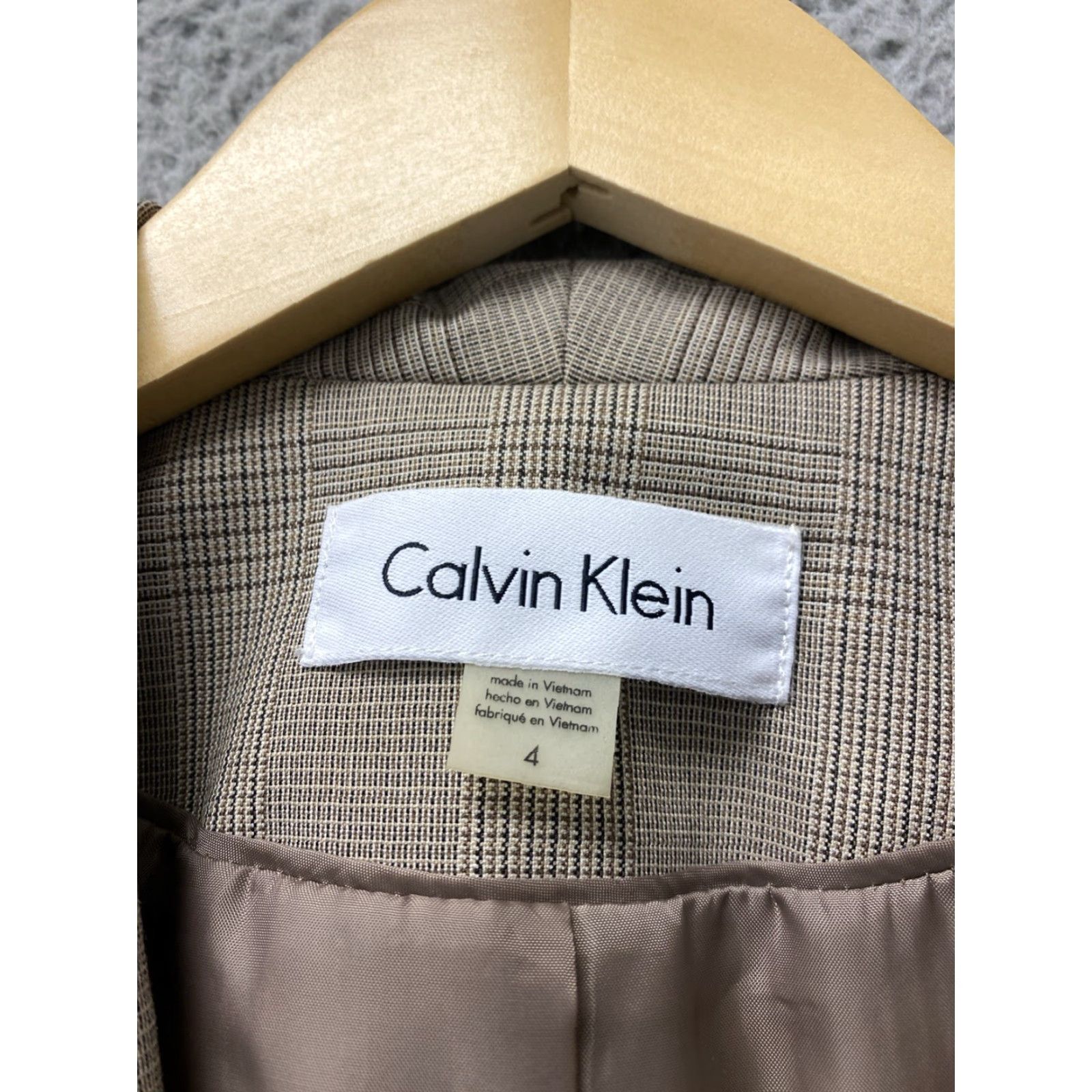 Calvin Klein CALVIN KLEIN VINTAGE Glen Plaid Pant Suit 2 Piece Set Blazer Trouser Women Size 4 Brown Workwear Skinny Fit Size 27" / US 4 / IT 40 - 5 Thumbnail