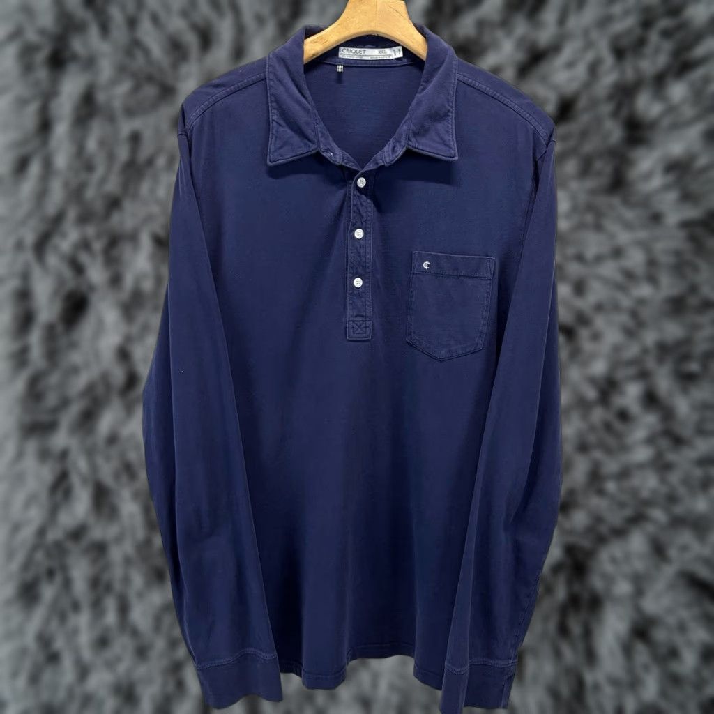 Vintage CRIQUET Long Sleeve Polo Shirt 2XL Navy Golf Organic Cotton Pocket Mens Size US XXL / EU 58 / 5 - 1 Thumbnail