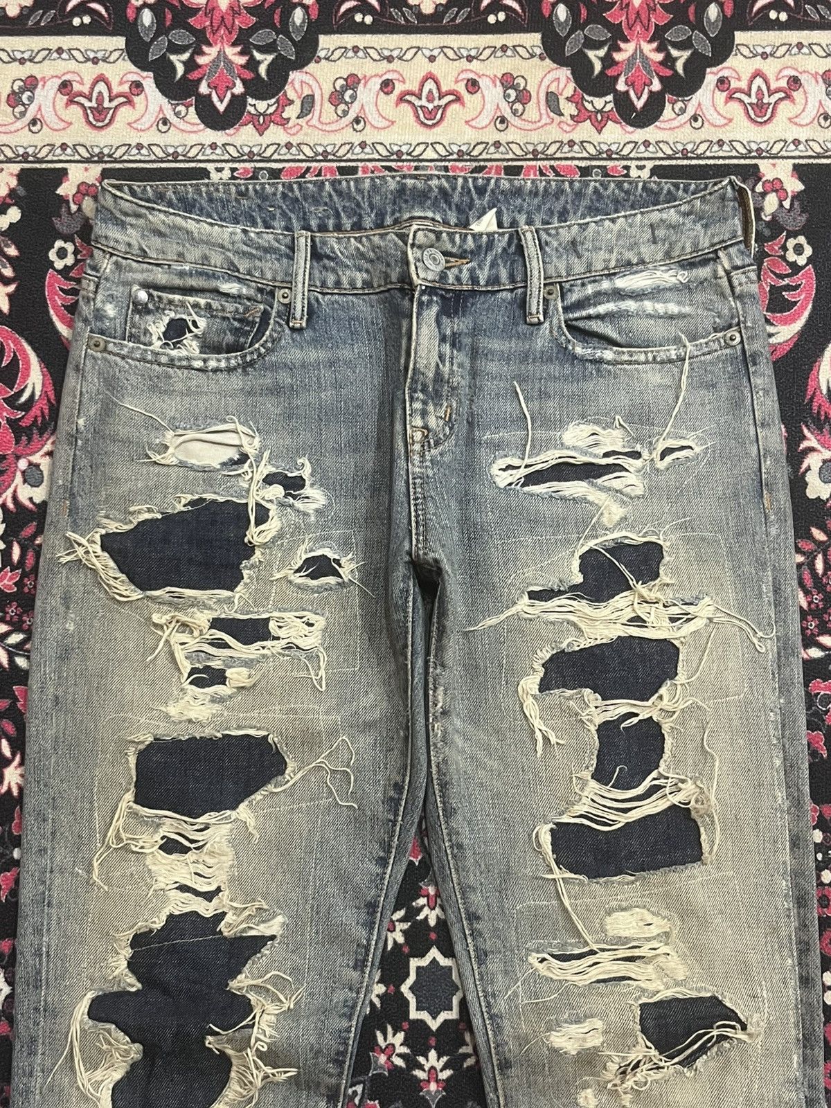RRL Ralph Lauren Vintage Ralph Lauren Denim Destroyed Skinny Boyfriend Jeans Size 27" / US 4 / IT 40 - 4 Thumbnail