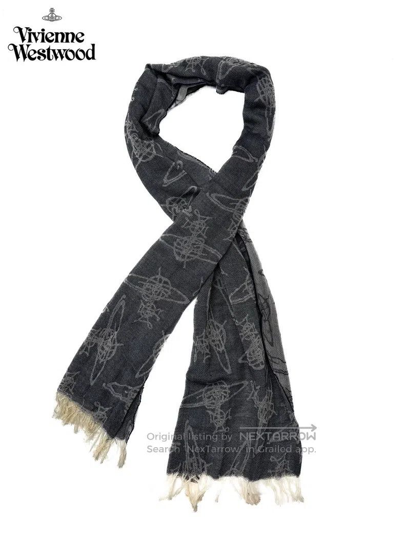 Vivienne Westwood Vivienne Westwood size 37*160cm Grey Saturn Floral Knit Sca Size ONE SIZE - 1 Thumbnail