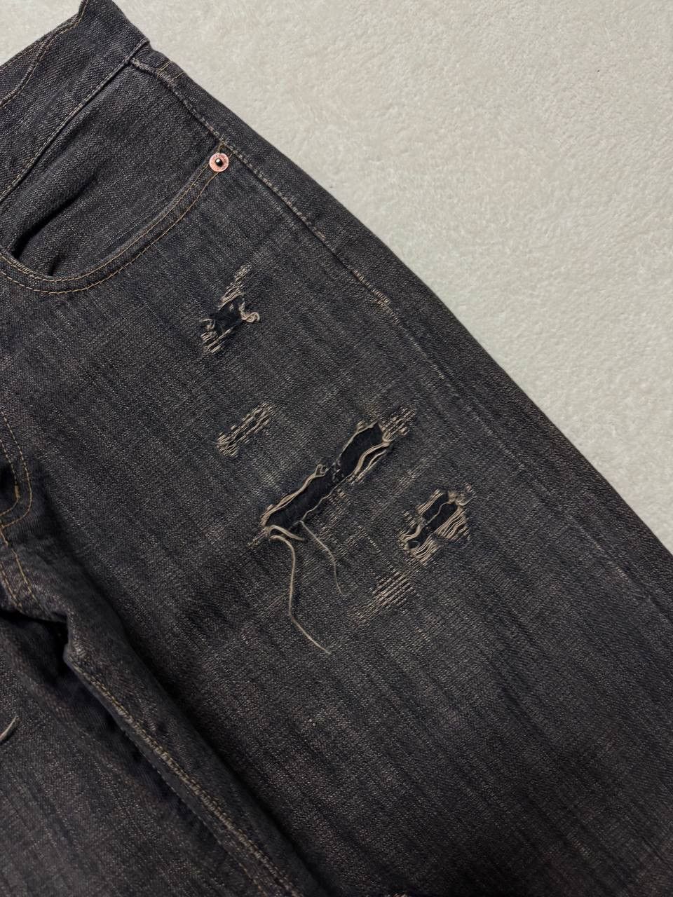 Japanese Brand INSANE 90s Japanese SICK Distressed Ripped Dark Mudwash Jean Size US 29 - 9 Thumbnail