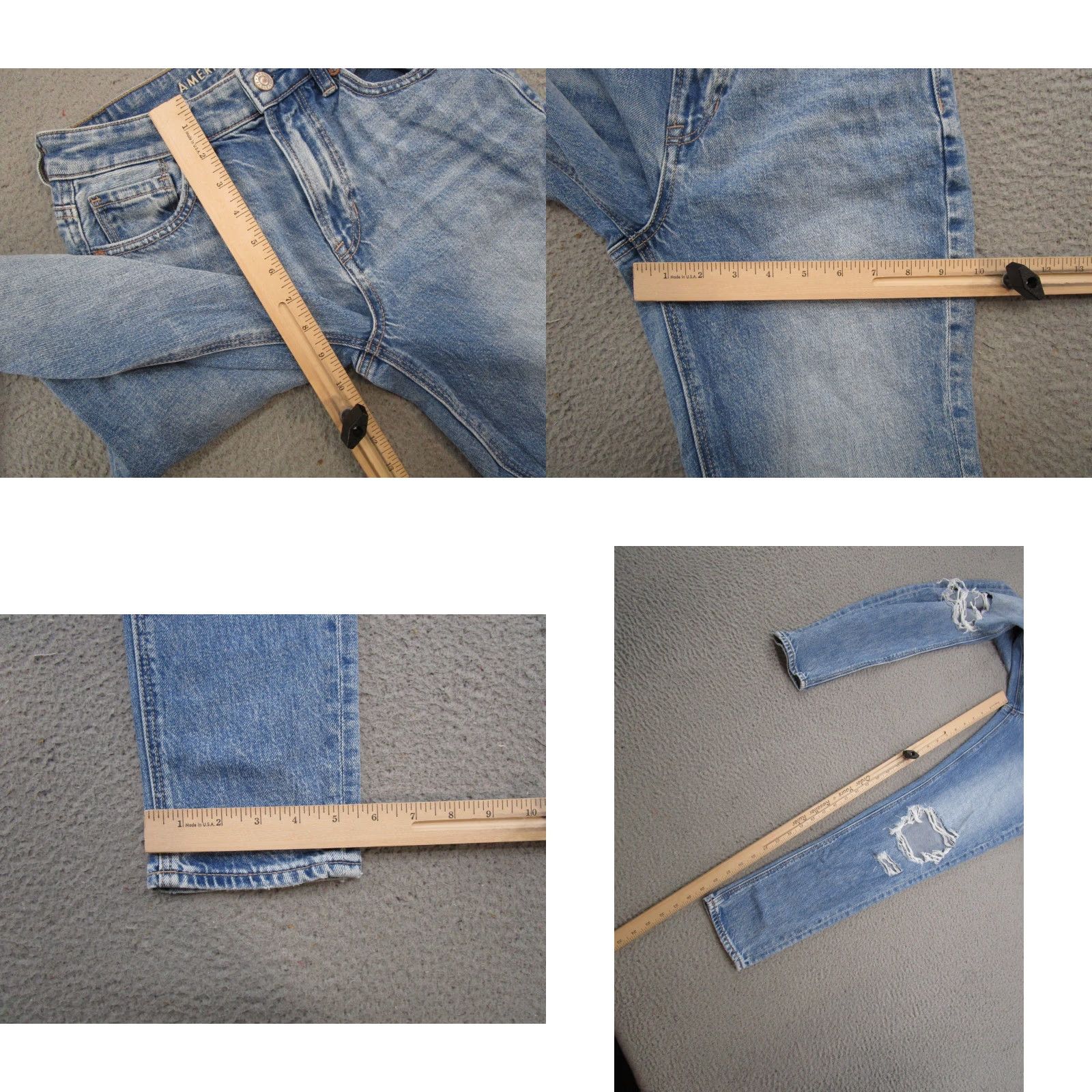 American Eagle Outfitters VINTAGE American Eagle Strigid Distressed Denim Blue Mom Jeans Women's Size 0 Size 25" / US 0 / IT 36 - 8 Thumbnail