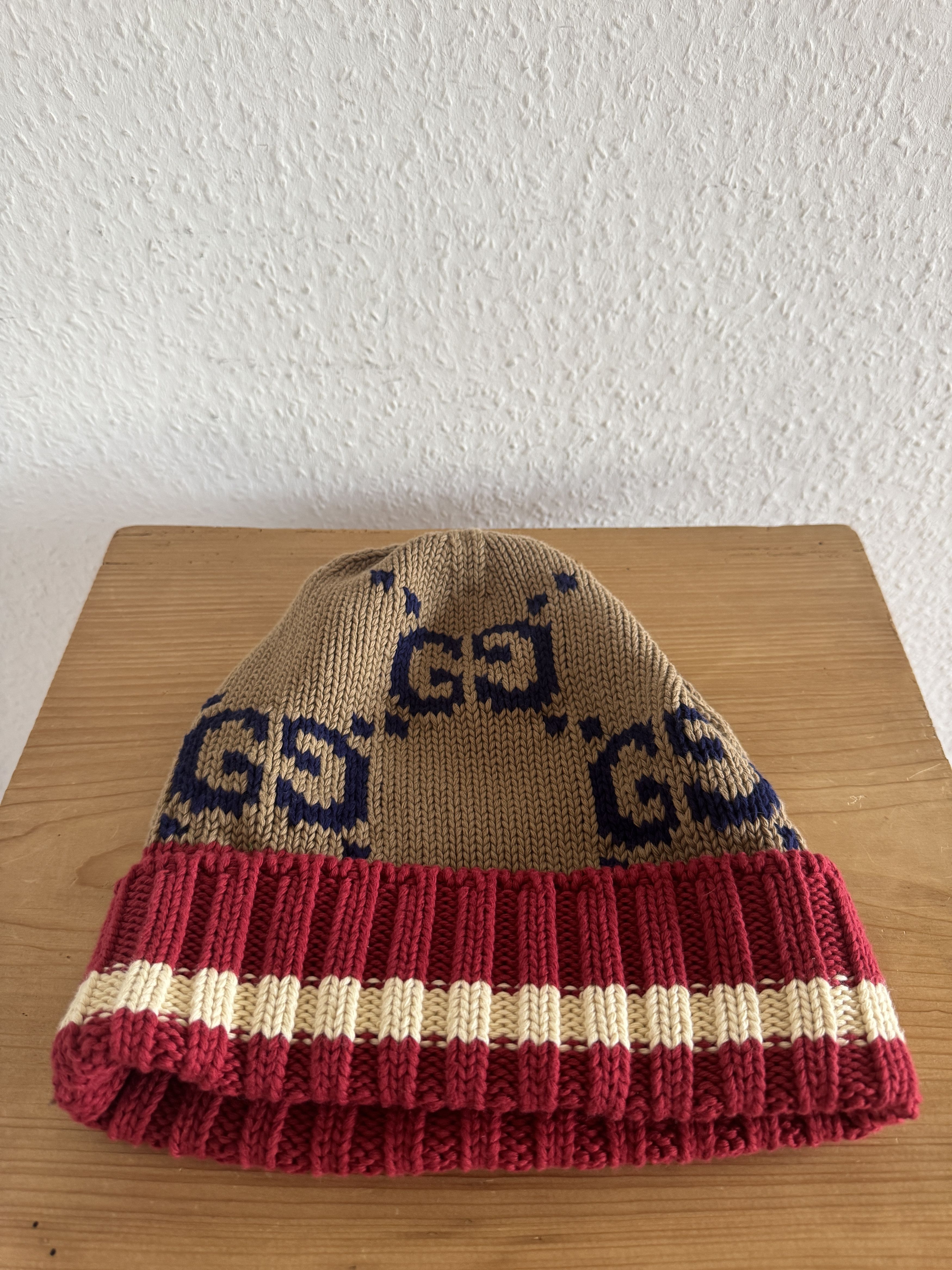 Gucci Beige/Red GG Beanie Size ONE SIZE - 1 Thumbnail