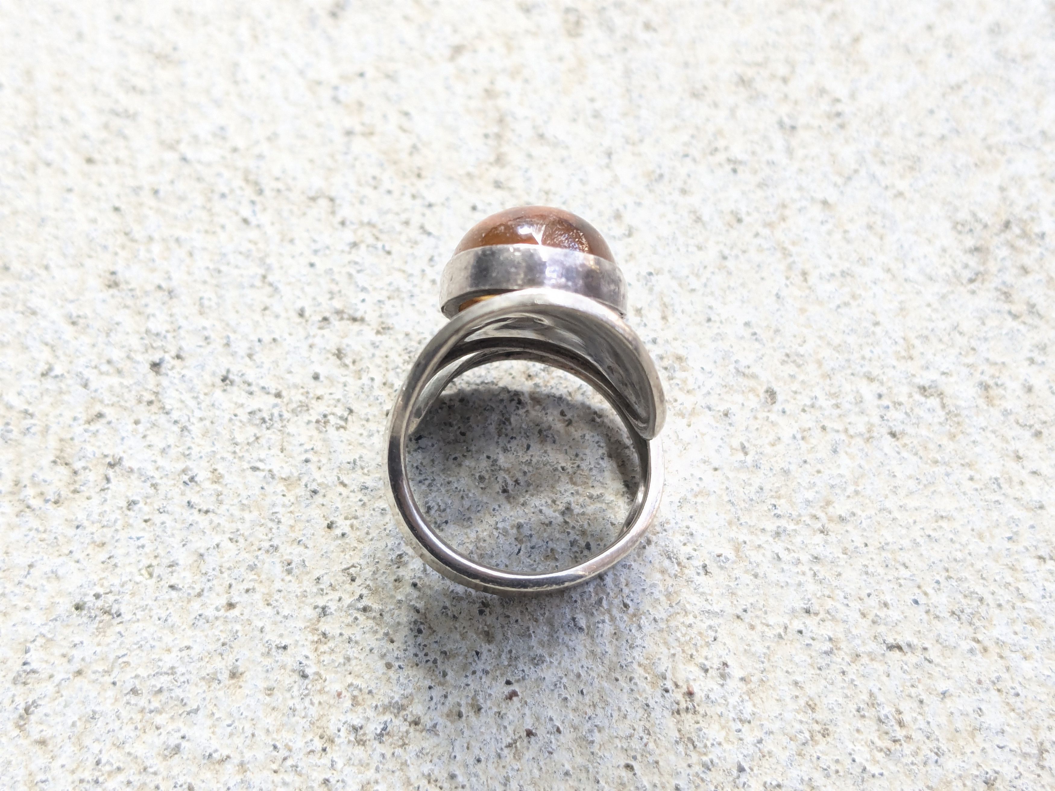 Jewelry Vintage Sterling Silver Ring Amber 9 Amber Modern Size ONE SIZE - 4 Thumbnail