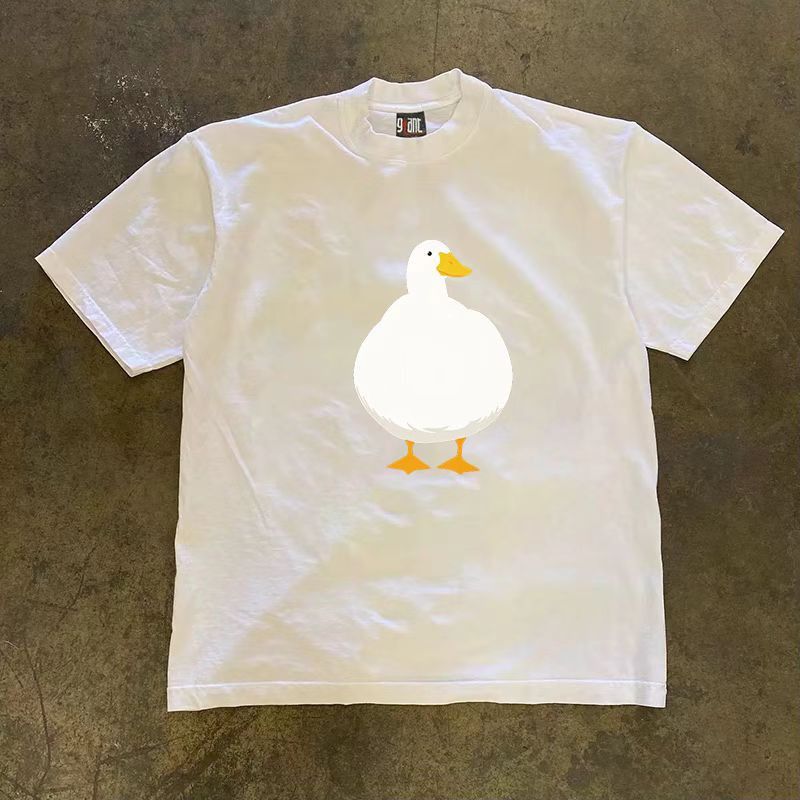 Japanese Brand Cartoon duck pattern loose casual retro t-shirt Size US M / EU 48-50 / 2 - 1 Thumbnail