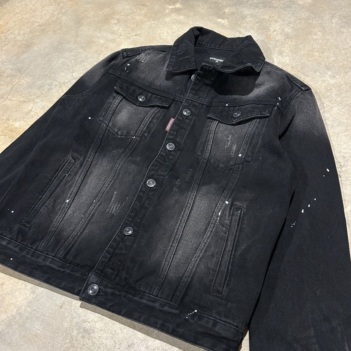 Designer NWT Dsquared2 Dan Distressed Paint Splatter Denim Jacket Size US L / EU 52-54 / 3 - 3 Thumbnail