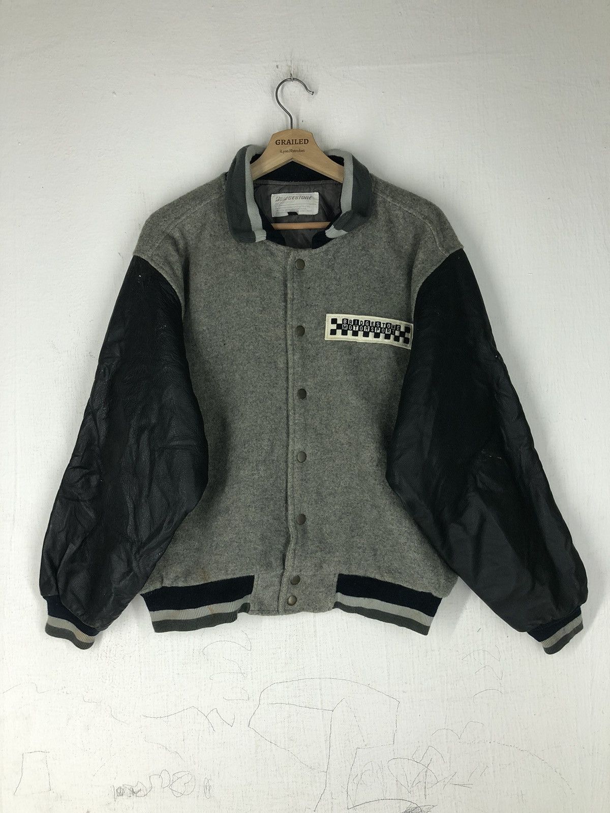 Sports Specialties Vintage Bridgestone Motorsports Wool Varsity Leather Jacket Size US L / EU 52-54 / 3 - 1 Thumbnail