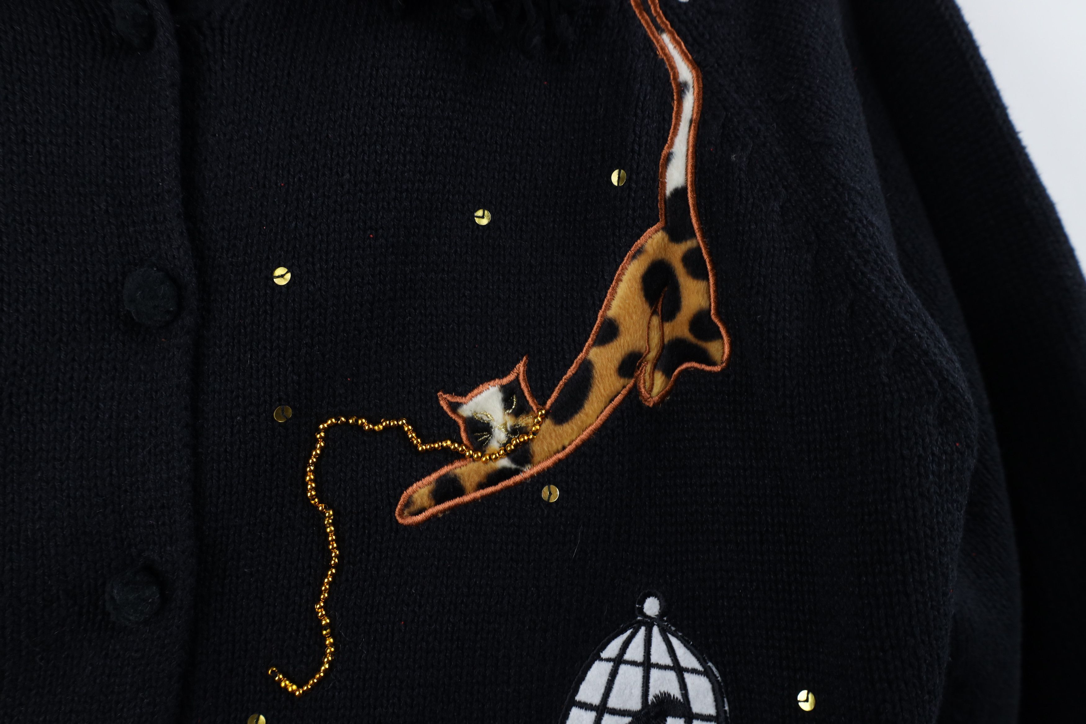 Vintage Vintage 90s Streetwear Cat Kitten Knit Cardigan Sweater Size L / US 10 / IT 46 - 7 Thumbnail