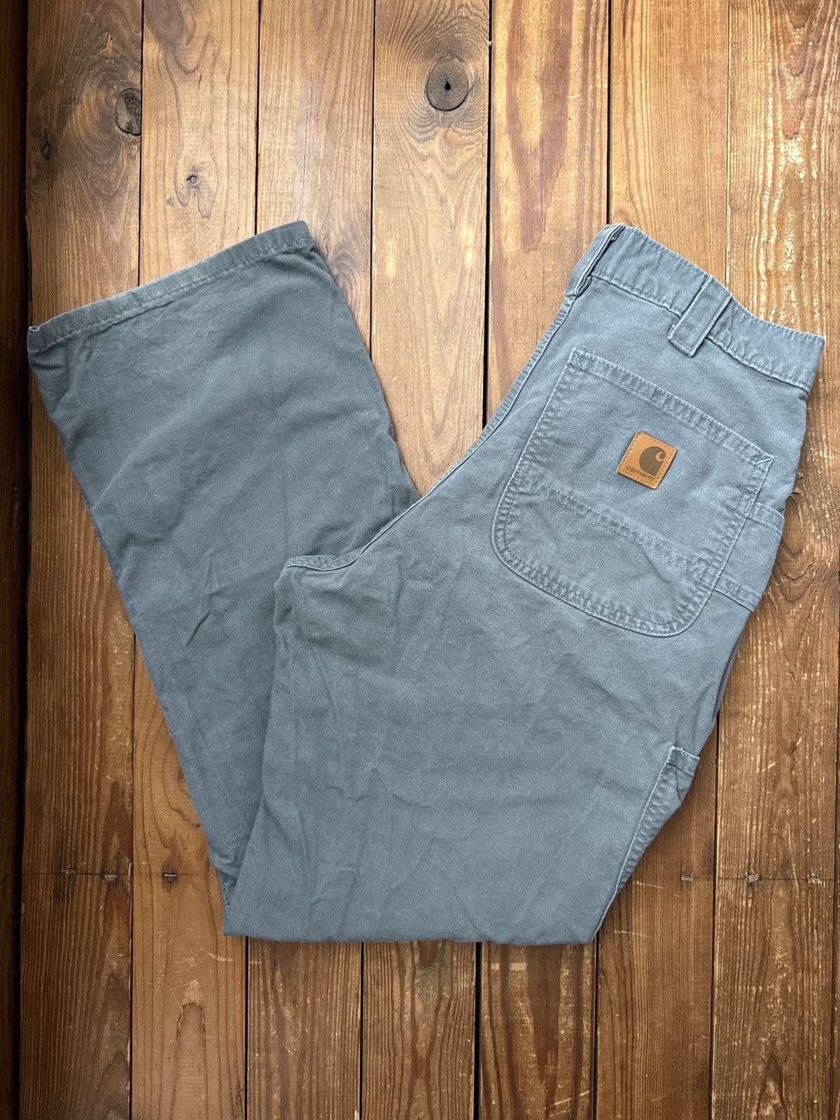 Carhartt × Vintage Vintage 90s Carhartt Grey Carpenter Pants Size US 31 - 1 Thumbnail